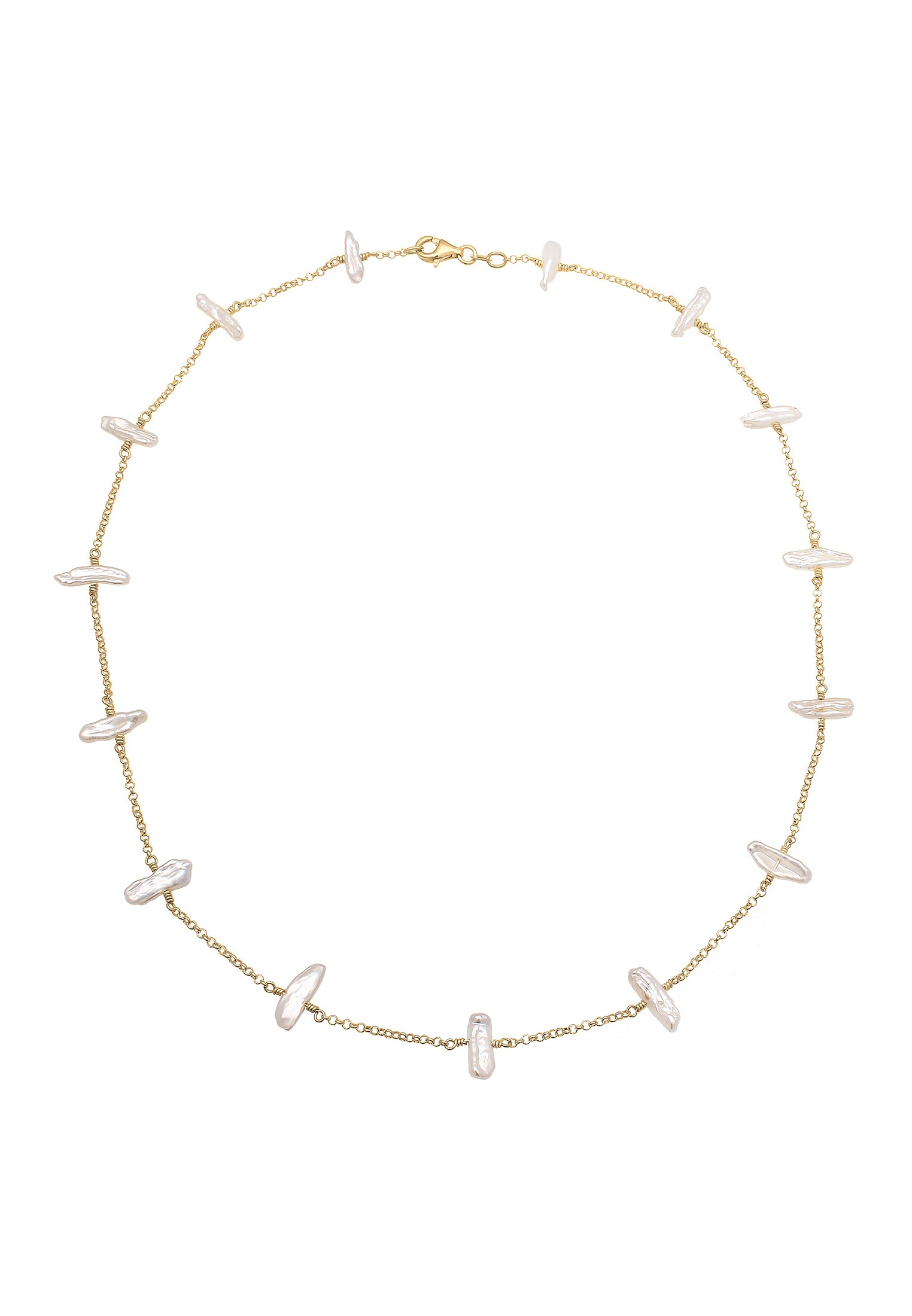 Elli Perlenkette »Süßwasserzuchtperle Barock Natur Edel 925 Silber«