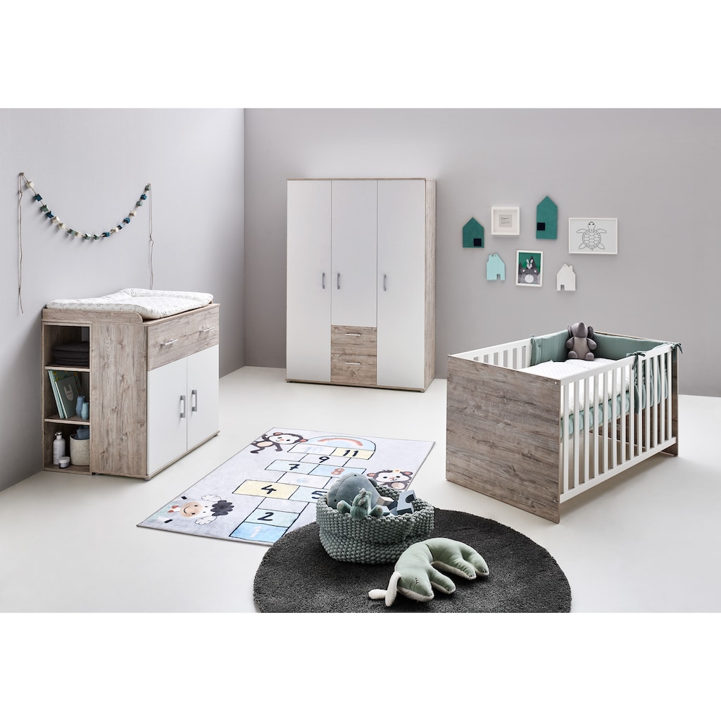 Lüttenhütt Babyzimmer-Komplettset »Rieke«, (Set, 4 St., Kinderbett, Regal, Schrank, Wickelkommode), Made in Germany; mit Kinderbett, Regal, Schrank und Wickelkommode