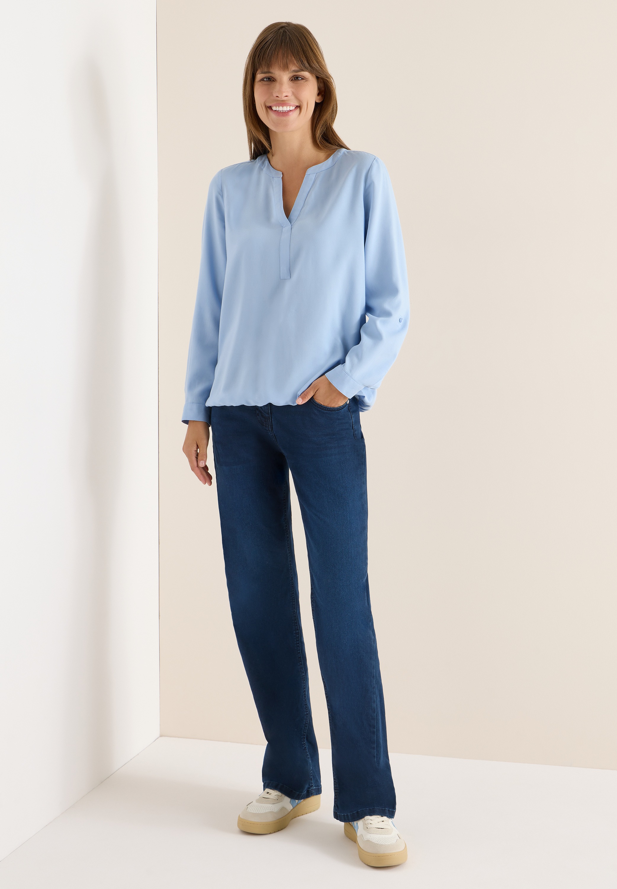 Thumbnail - Cecil Langarmbluse in Unifarbe