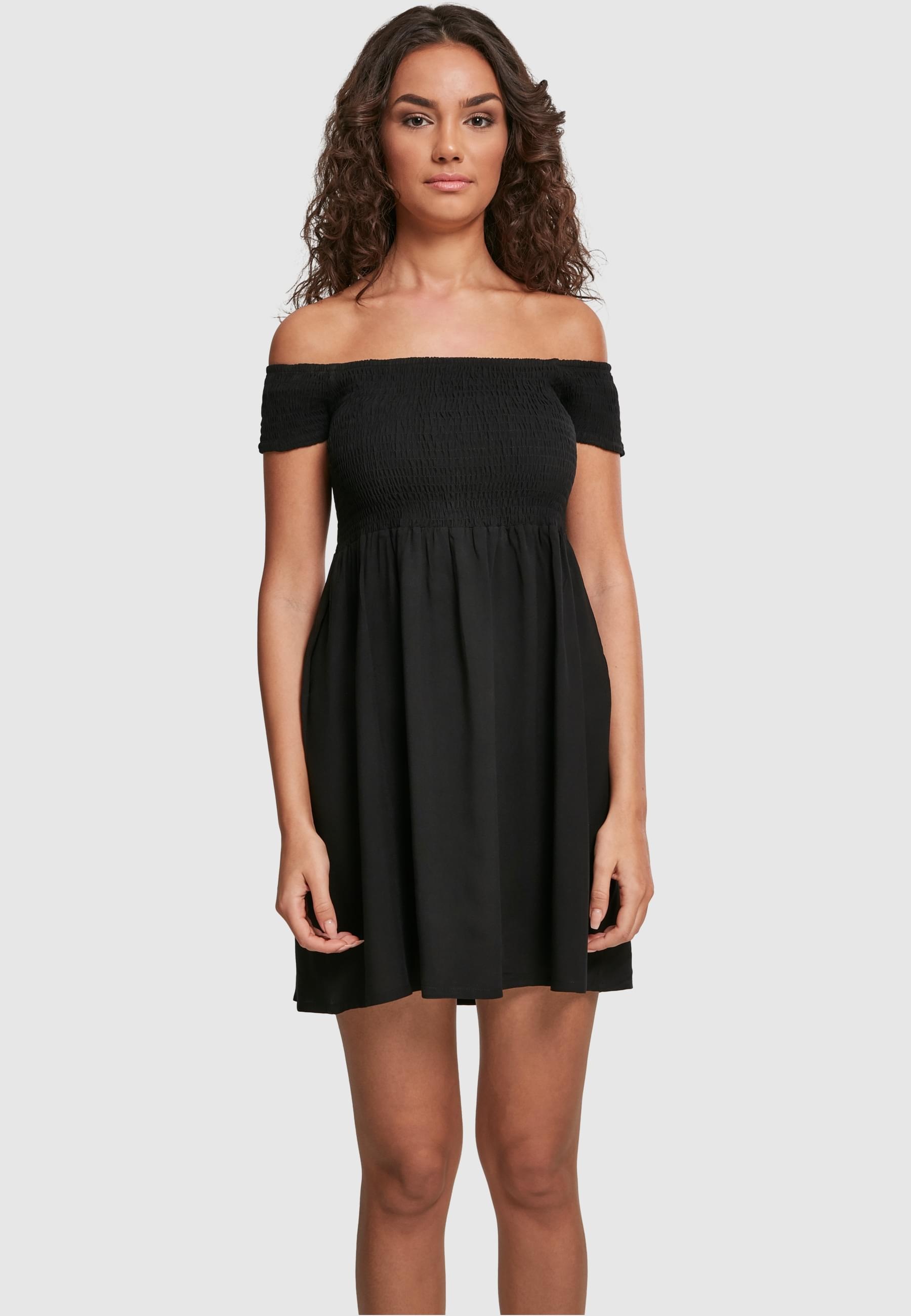 URBAN CLASSICS Shirtkleid »Urban Classics Damen Ladies Smoked Off Shoulder Dress«, (1 tlg.)