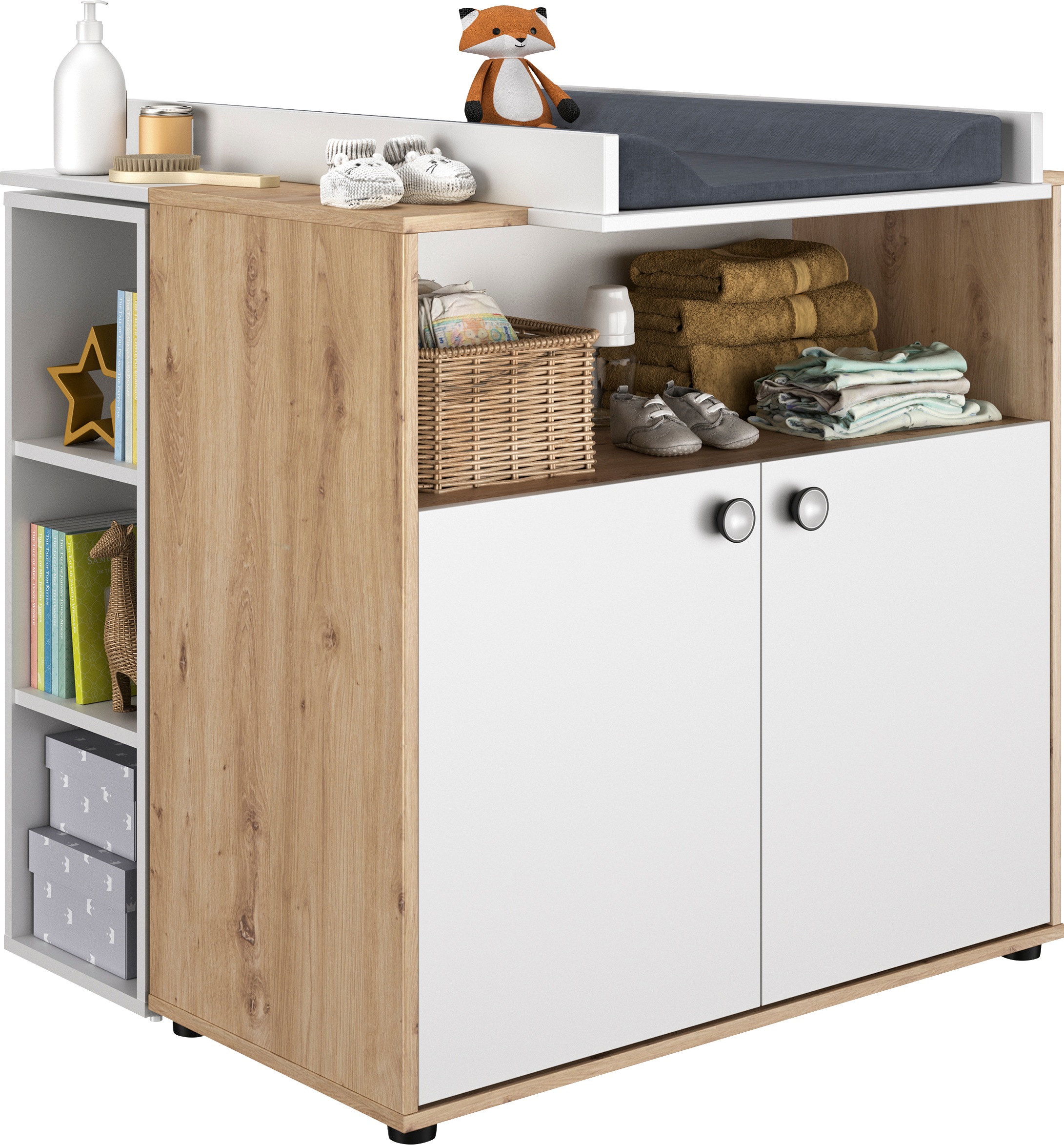 Thumbnail - Galipette Babymöbel-Set "Arthur" bestehend aus Wickelkommode, Wickelablage und kleines Regal, 3 Stk. tlg. bestehend aus ...