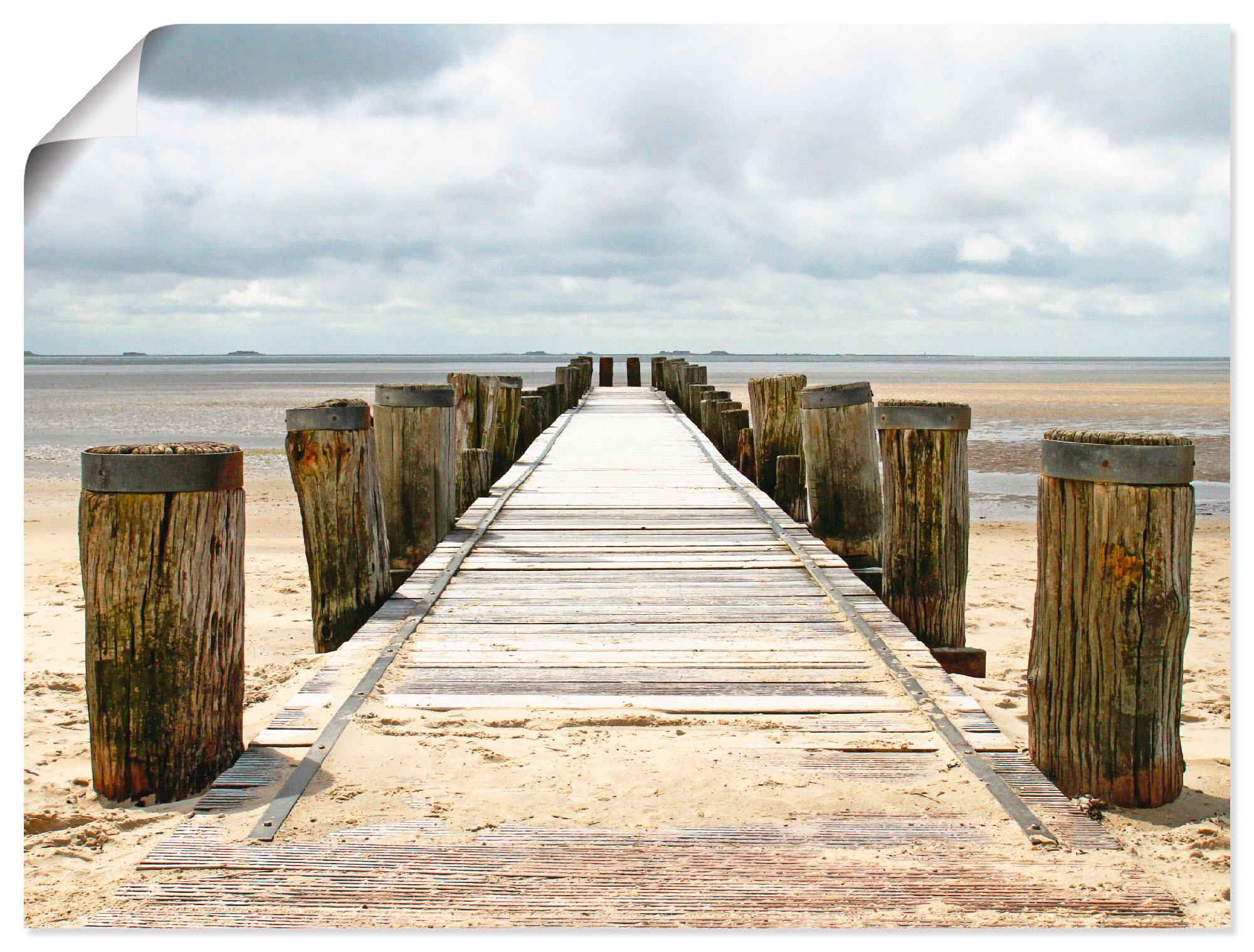 Artland Wandbild "Steg ins Watt", Strand, (1 St.), als Alubild, Outdoorbild günstig online kaufen