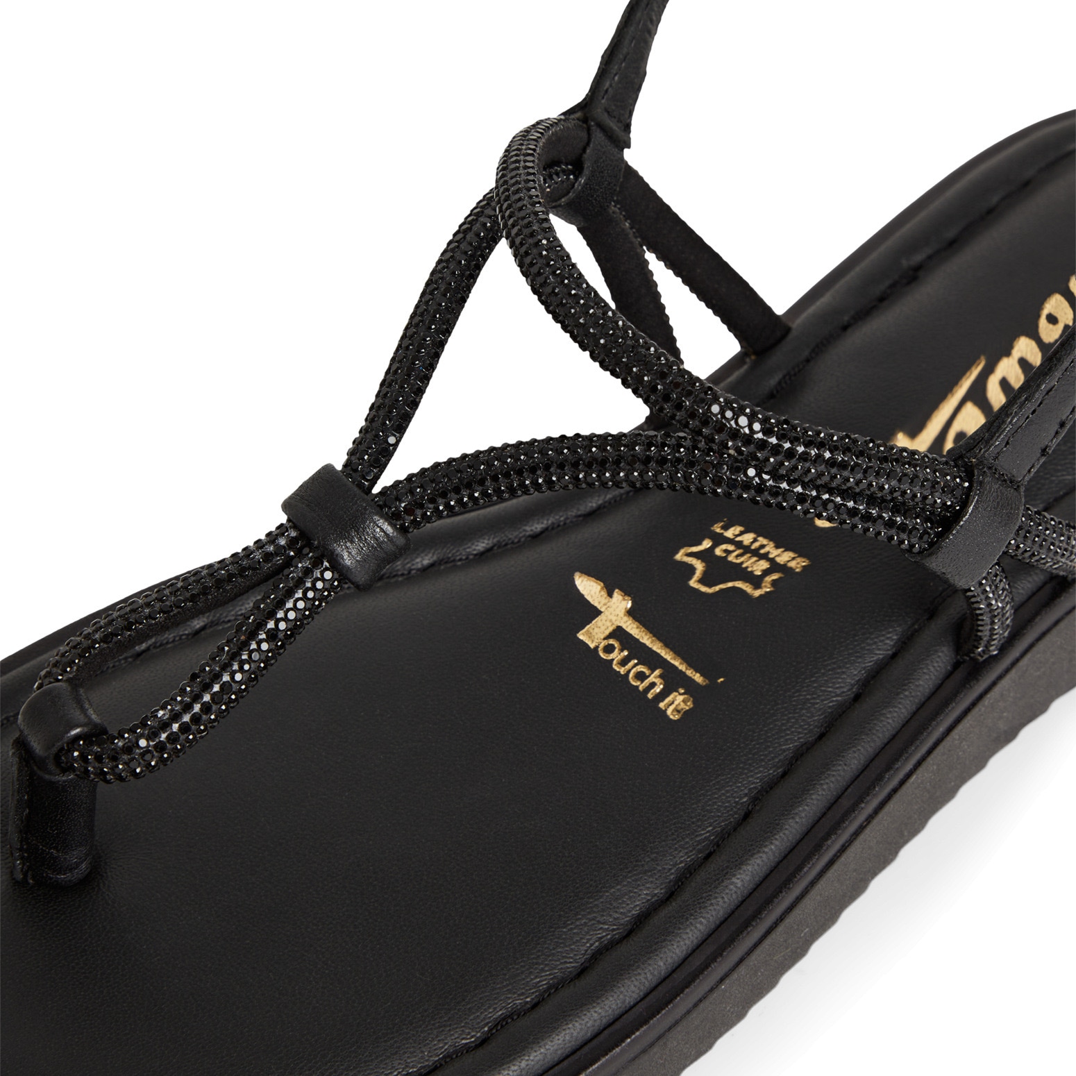 Tamaris Riemchensandale, Plateau, Sandalette, Sommerschuh mit glänzenden Strasssteinchen
