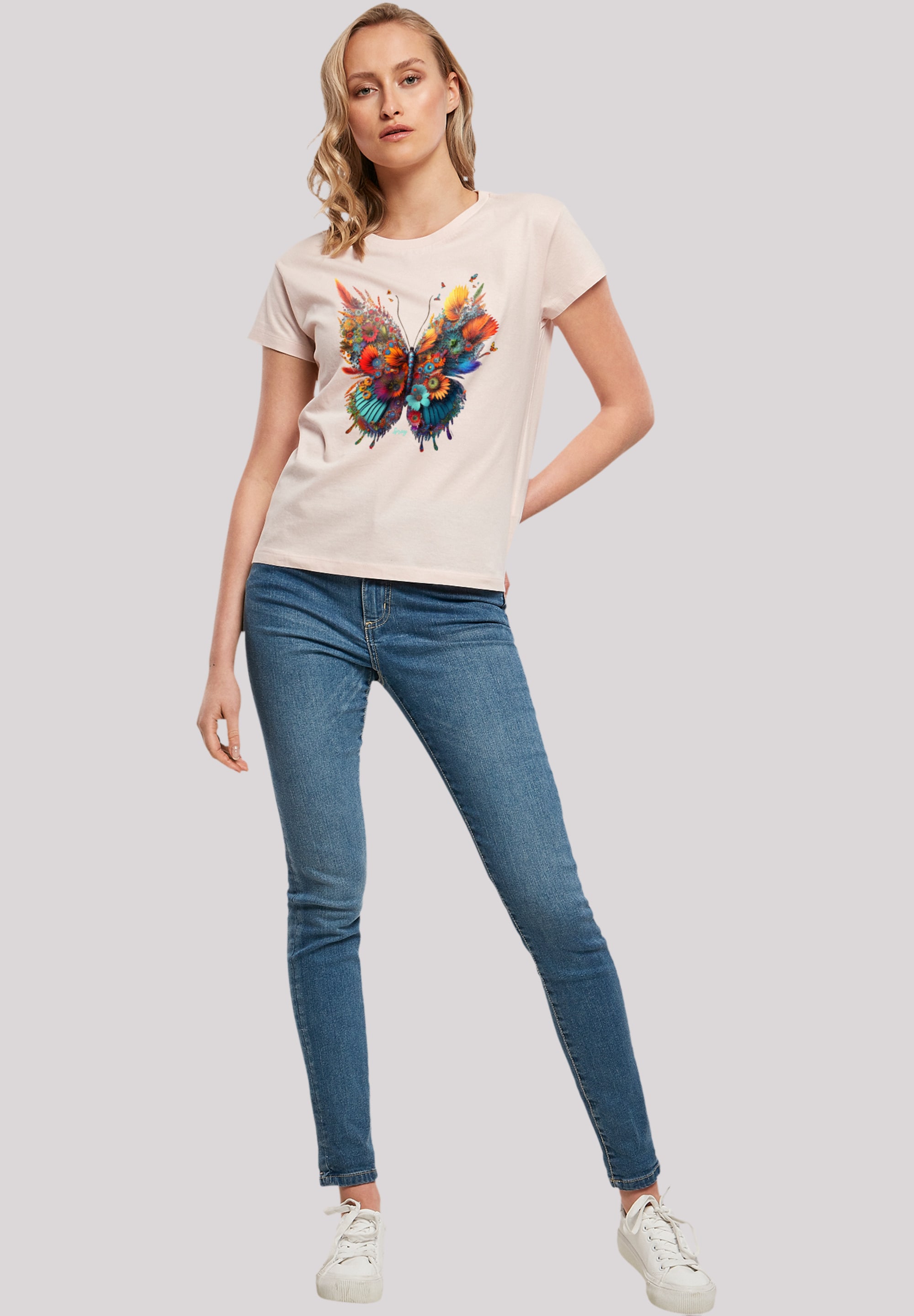 F4NT4STIC T-Shirt »Schmetterling Blume«, Print