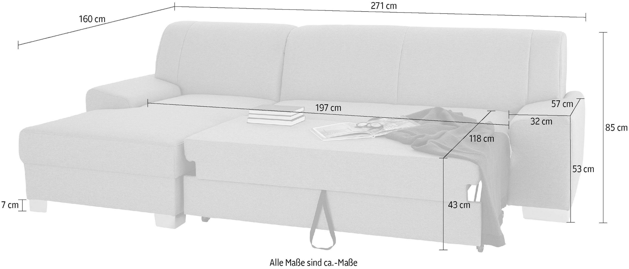 DOMO collection Ecksofa »Anzio L-Form«, wahlweise mit Bettfunktion und Federkern