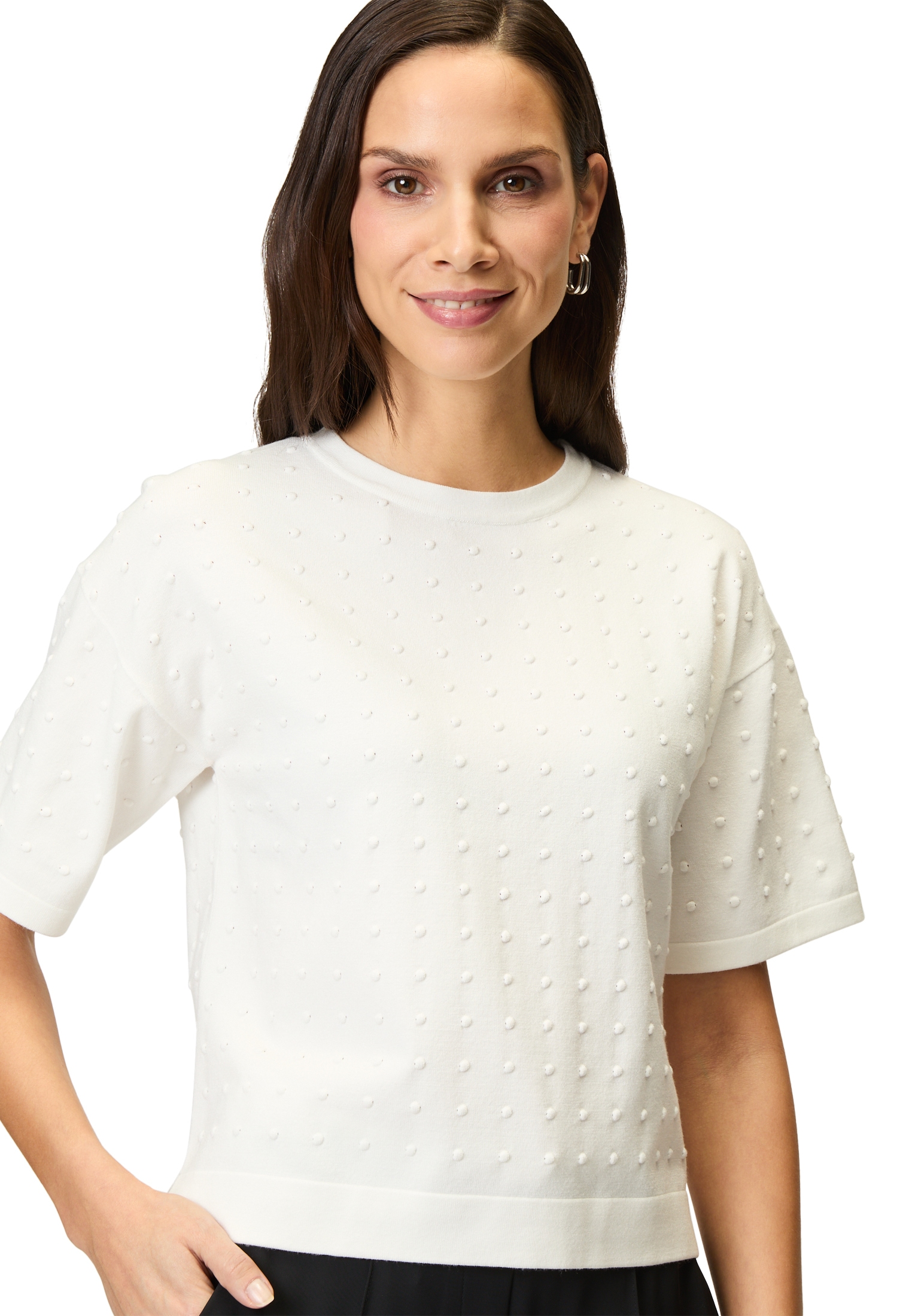 Zero Kurzarmshirt »zero Pullover mit Punkt-Stickerei«, (1 tlg.), weiteres Detail