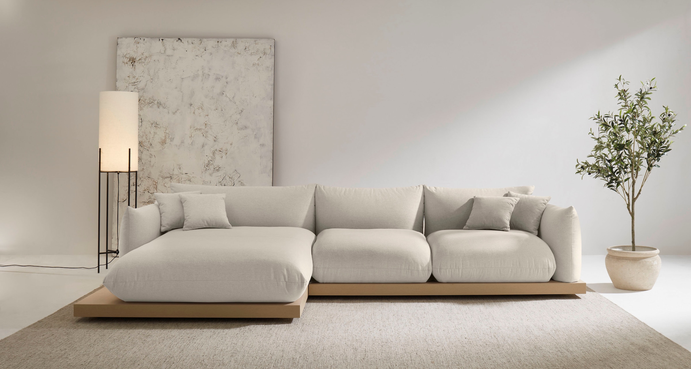 OTTO home Ecksofa "Kalix, Polsterecke mit kräftigem Holz-Plateau, moderne C günstig online kaufen