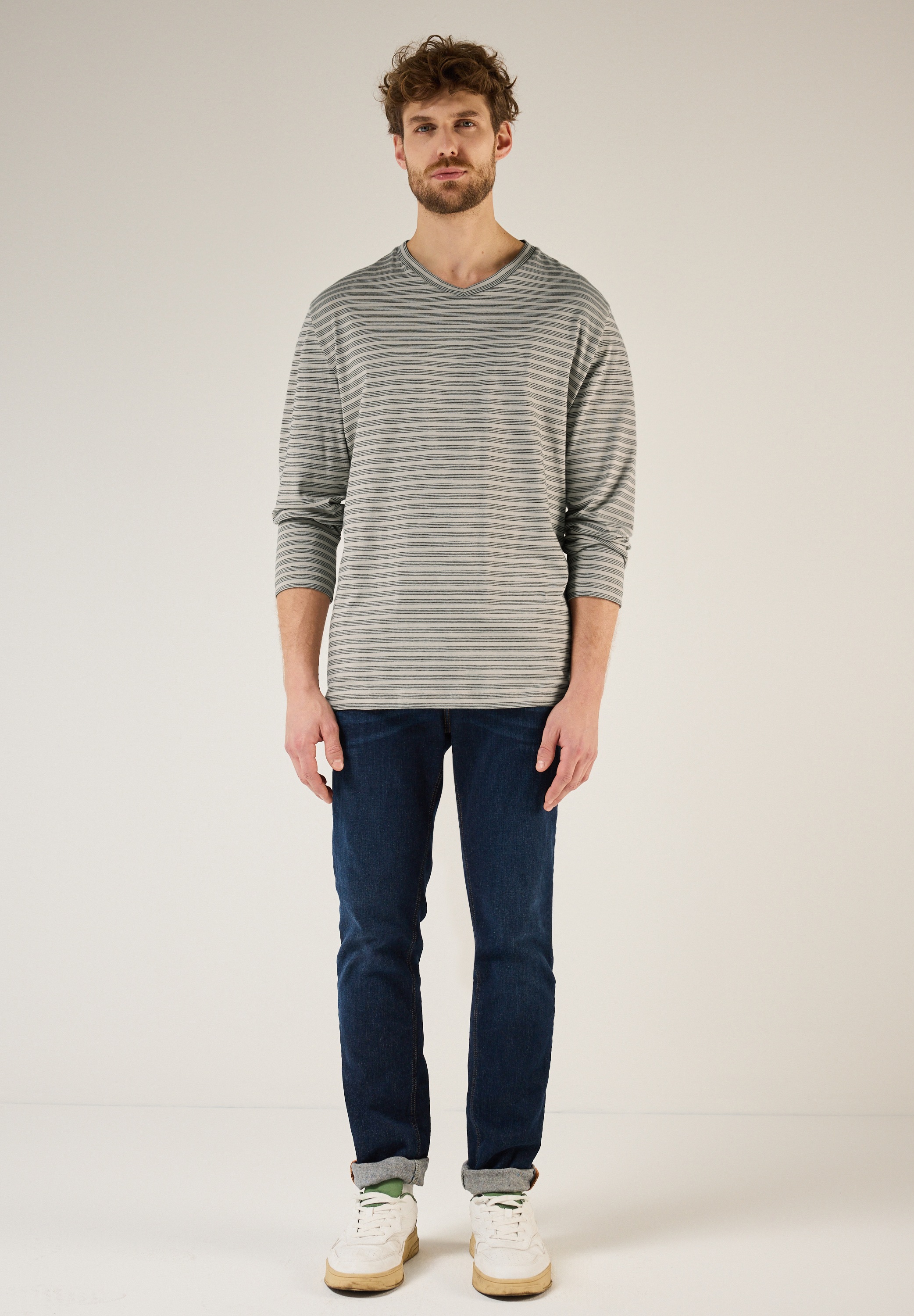 STREET ONE MEN Langarmshirt, aus reiner Baumwolle