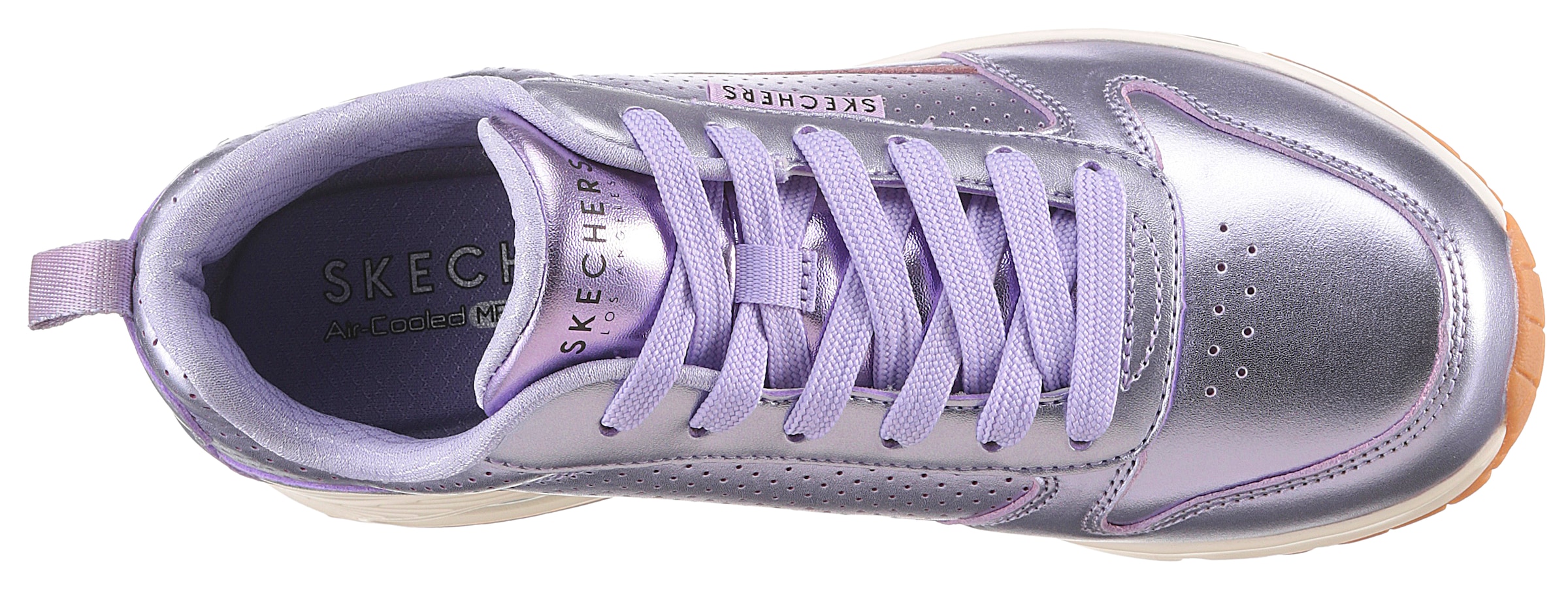 Skechers Sneaker »UNO-METALLIXS«, Keilsneaker, Plateausneaker, Schnürschuh, Halbschuh im Metallic-Look