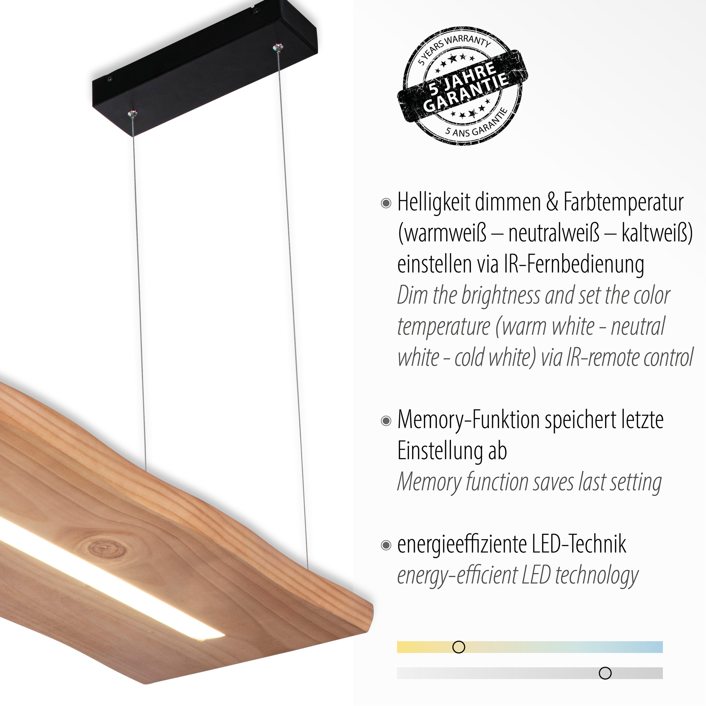 Paul Neuhaus Pendelleuchte »PALMA«, 1 flammig, Leuchtmittel LED-Board | LED fest integriert, CCT - über Fernbedienung, dimmbar über Fernbedienung, Infrarot inkl.