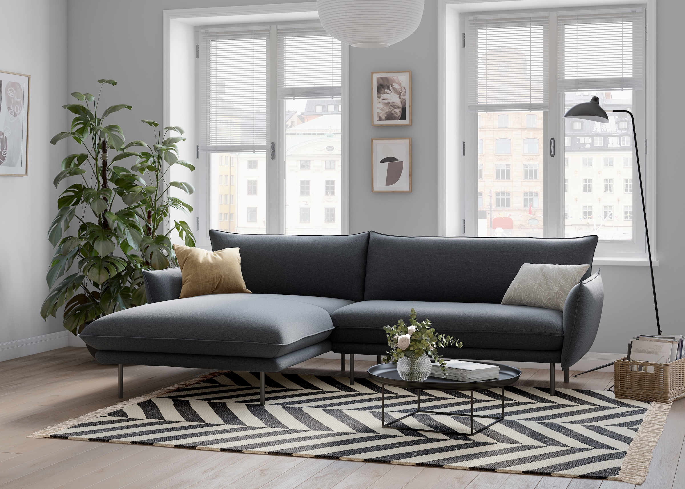 OTTO home Ecksofa "Stine L-Form" Besonderes Design durch Kissenoptik und Keder