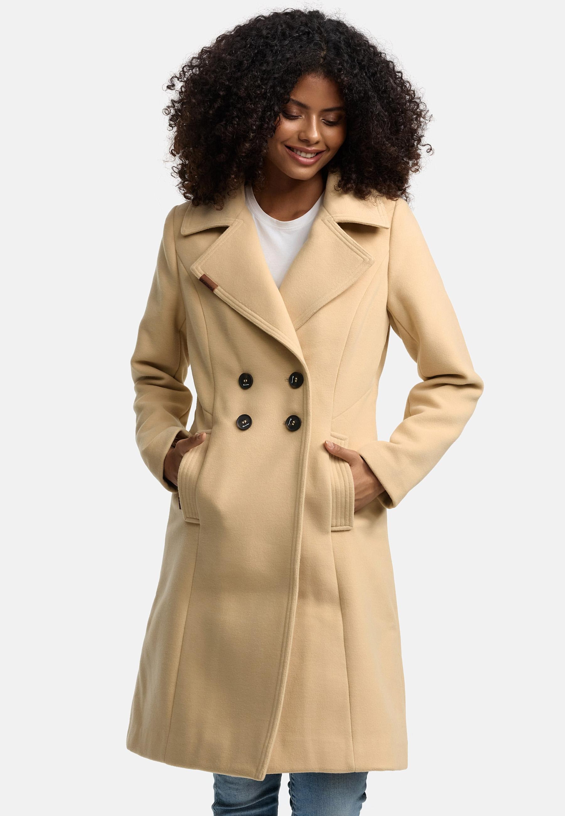 Navahoo Wintermantel »Wooly«, edler Damen Trenchcoat in Wollmantel-Optik