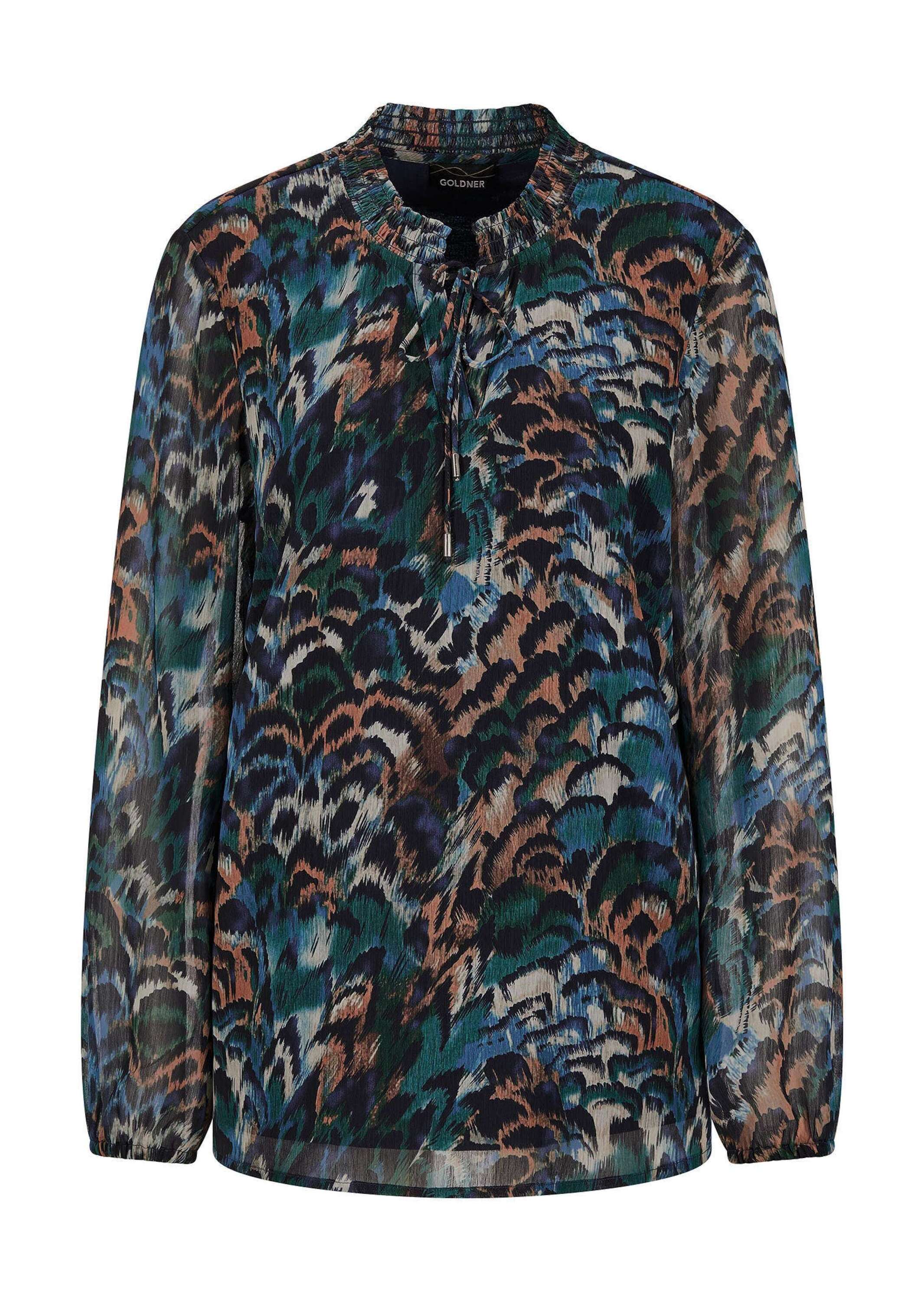 GOLDNER "Leichte Jersey-Druckbluse, Langarm" Semitransparente Chiffon-Ärmel