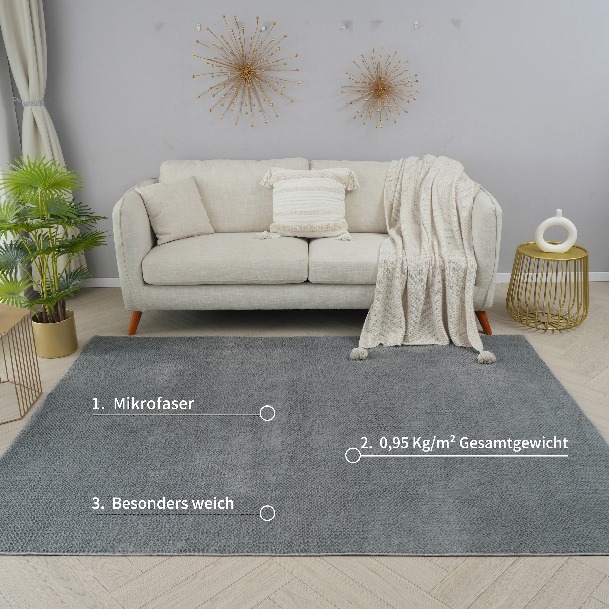 my home Fellteppich »Valeria Rabbit mit Hoch-Tief Effekt, waschbar, Kunstfellteppich« rechteckig 12 mm Höhe Kaninchenfell-Haptik, Uni, weich & kuschelig, Wohnzimmer, Schlafzimmer