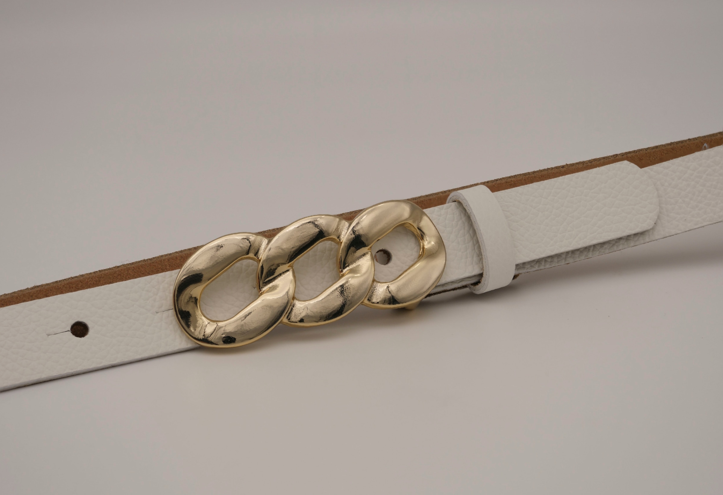 AnnaMatoni Ledergürtel, mit goldener Schließe
