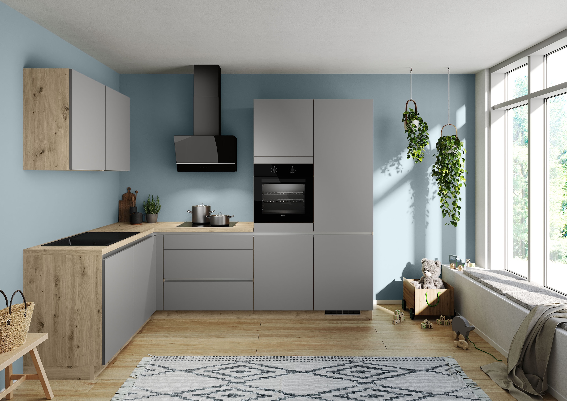 IMPULS KÜCHEN Winkelküche ""Dublin", Anti Fingerprint Oberfläche, Schubkäst günstig online kaufen