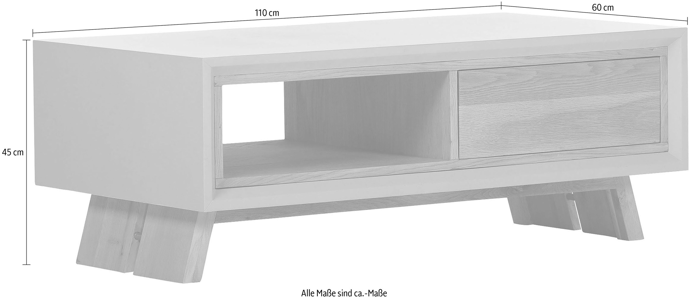 Couchtisch GUTMANN FACTORY "Omaha", beige (natur, grau, grau), H:45cm T:60cm, Tische, Couchtisch, mit Schublade 2