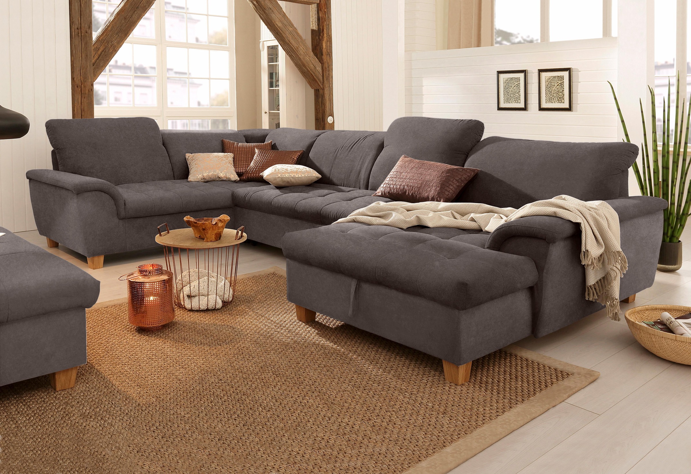 Home affaire Wohnlandschaft "Lyla U-Form" wahlweise mit Rückenfunktion und günstig online kaufen