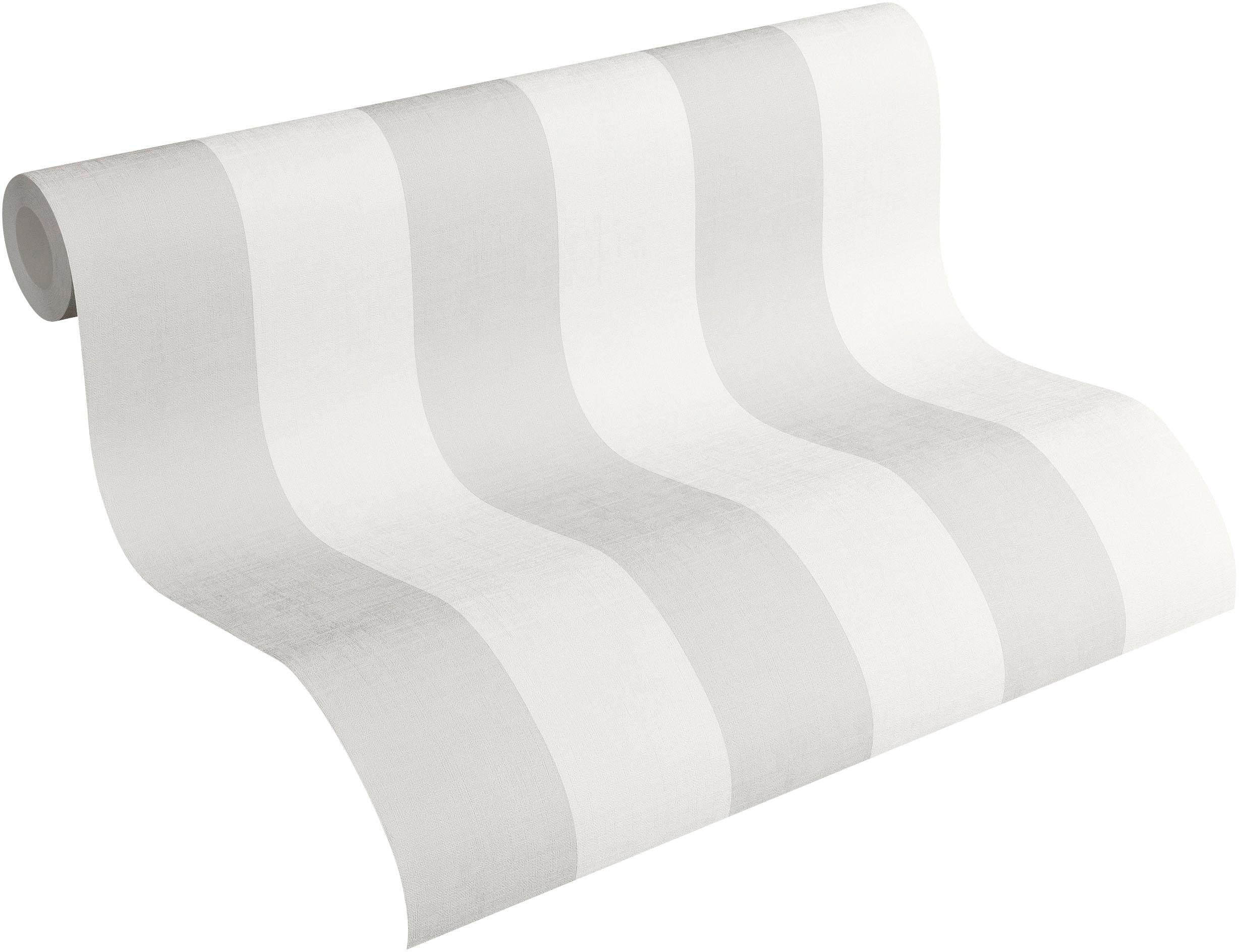 A.S. Création Vliestapete "Landhaustapete Mit Streifen" Gemustert Matt Neutral Geprägt Babyblau Tapeten Wohnzimmer Schlafzimmer Küche Modern Flur