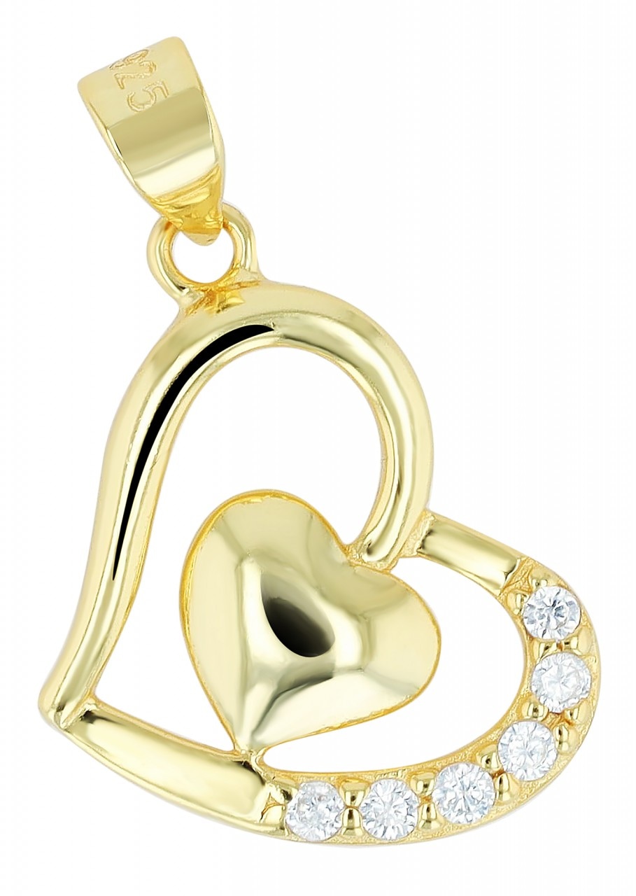 Kettenanhänger ADELIA´S "trendiger Herz Anhänger aus 925 Sterling Silber", silber, Schmuckanhänger, Damen, Silber 925 (Sterlingsilber), Kettenanhänger