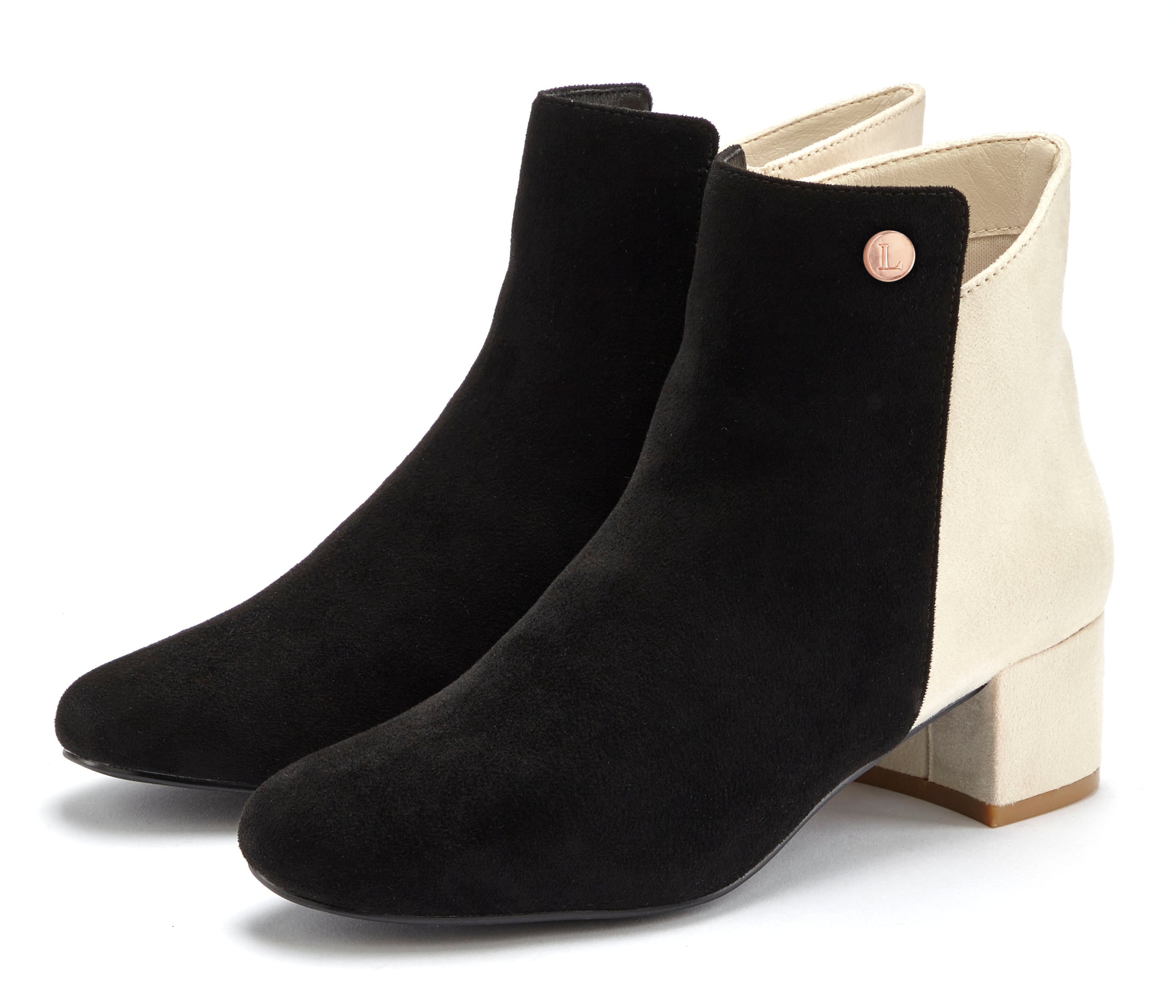 LASCANA Stiefelette "Stiefel," mit raffiniertem Detail und Blockabsatz VEGAN
