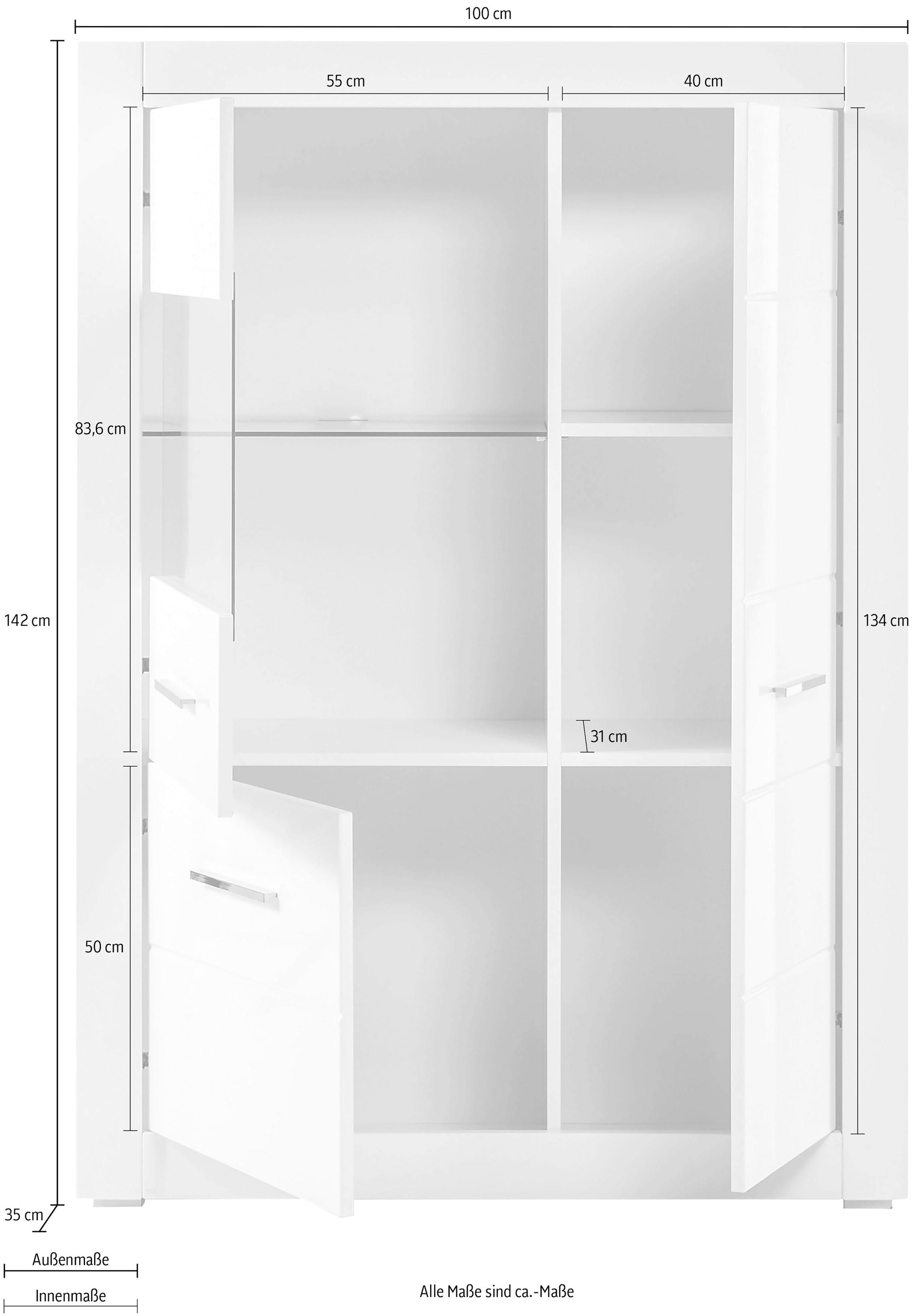 INOSIGN Vitrine »BIANCO«, Höhe 142 cm