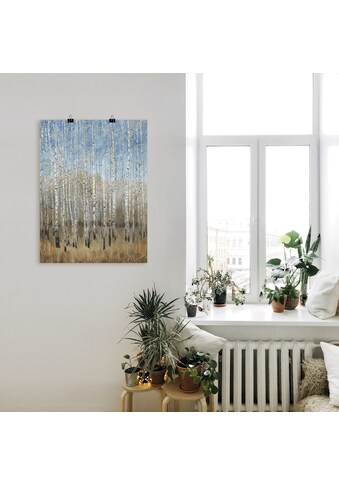 Wandbild »Staubige blaue Birken II«, Wald, (1 St.), als Leinwandbild, Poster in...