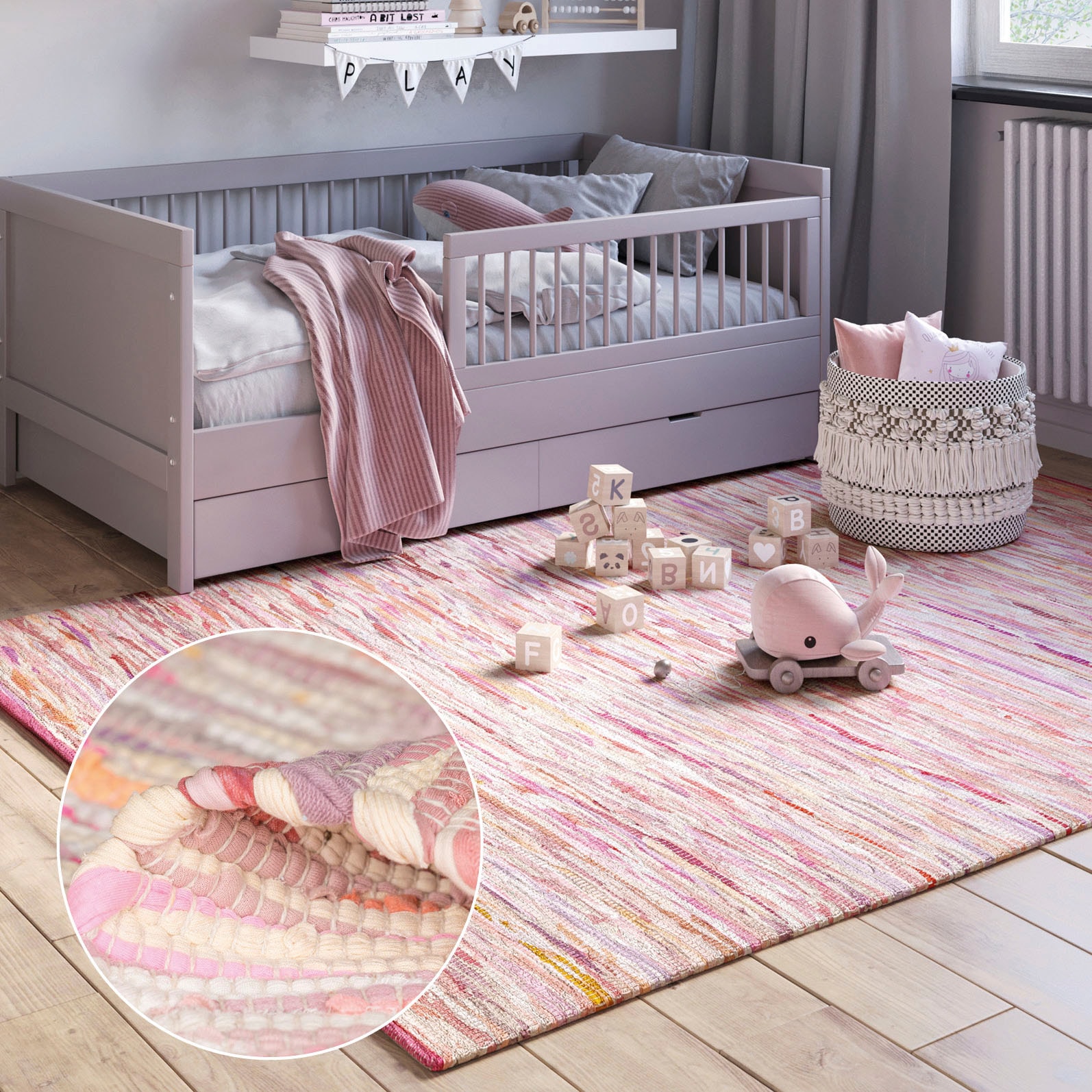 Myflair Möbel & Accessoires Teppich "Ameer" rechteckig 10 mm Höhe Handweb Teppich, 90% Baumwolle, handgewebt, Scandi