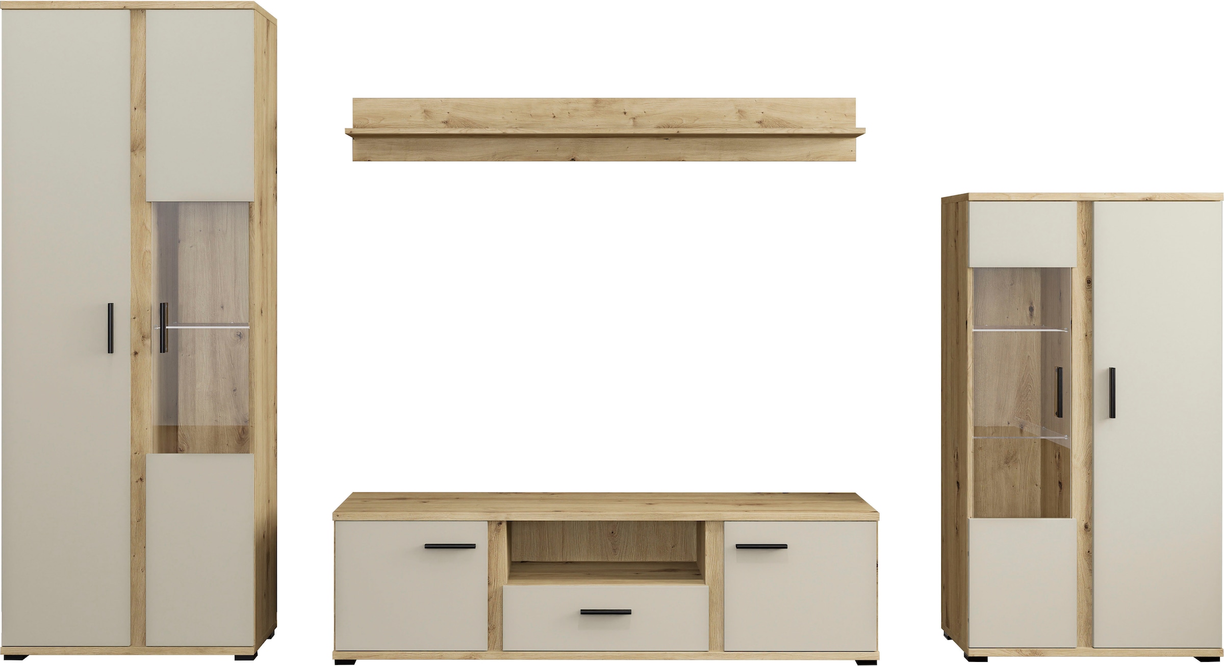 HBZ Wohnwand »Kanada Wohnwand, BxHxT 340x196x40«, (4 St.), Breite 340cm, Unterflurauszug, Melaminbeschichtung