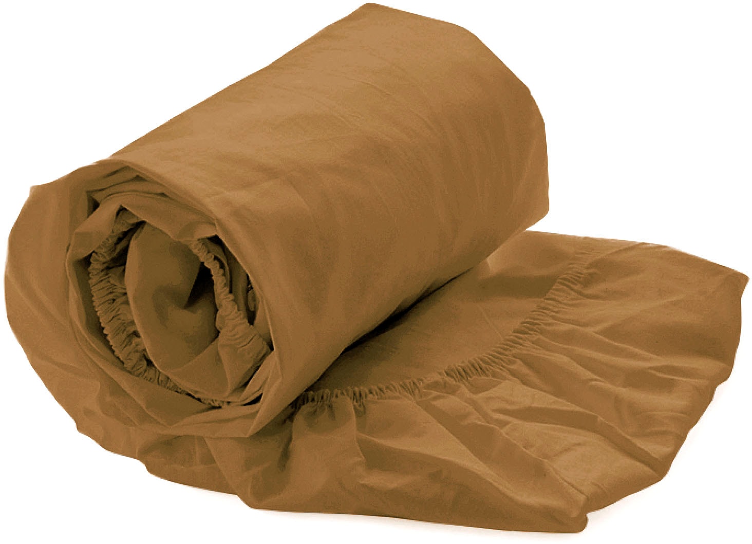 "Spannbettlaken HECKETT & LANE ""Yellow Spannbetttuch Percale"", braun (cognac, braun), B:90cm L:220cm, Perkal, Obermaterial: 100% Baumwolle