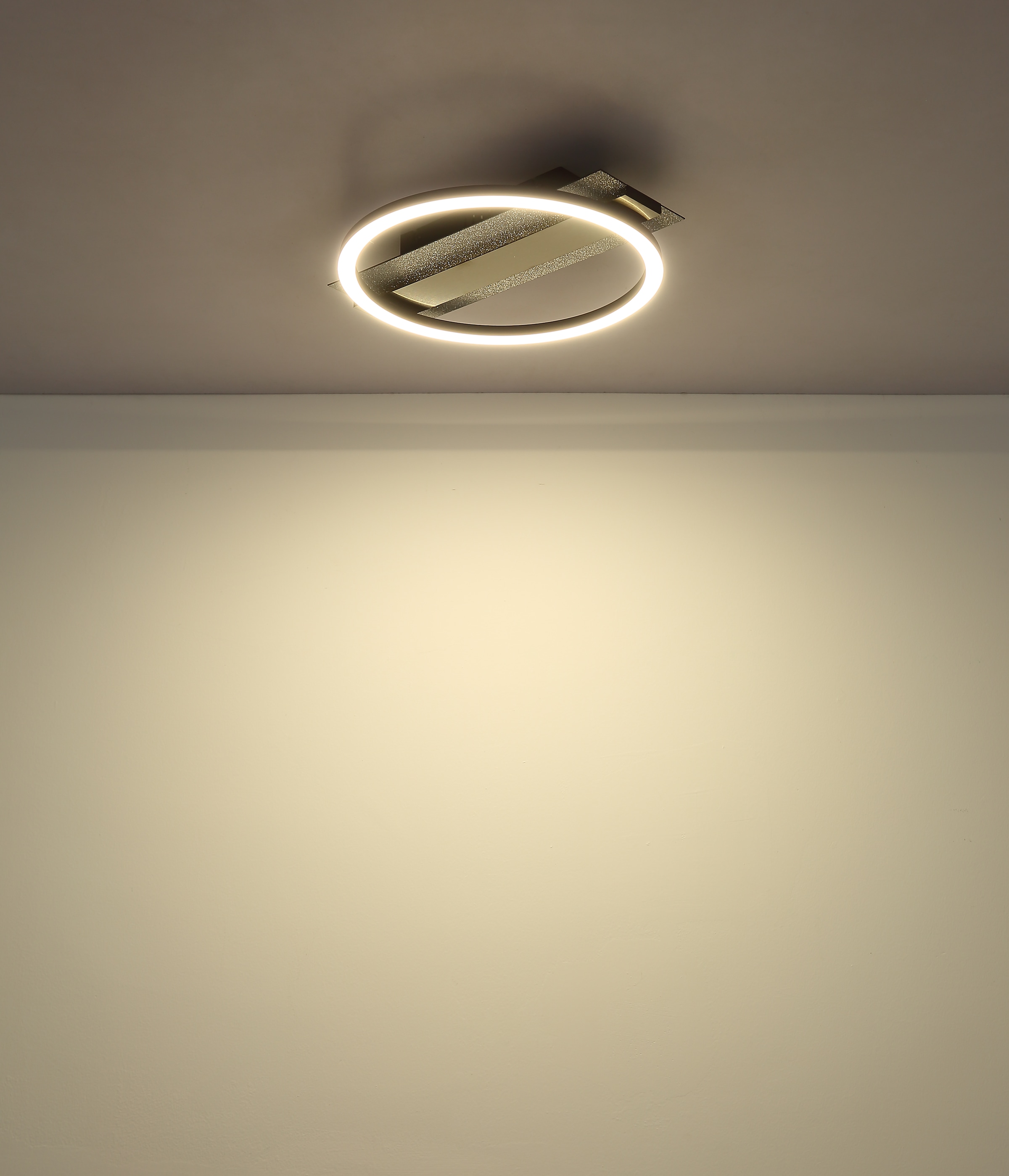 GLOBO LIGHTING Deckenleuchte »NORBERTO« LED-Modul 1 Stk. Warmweiß Deckenleuchte schwarz/silber, dimmbar, Memory, 3 Stufen Ringe