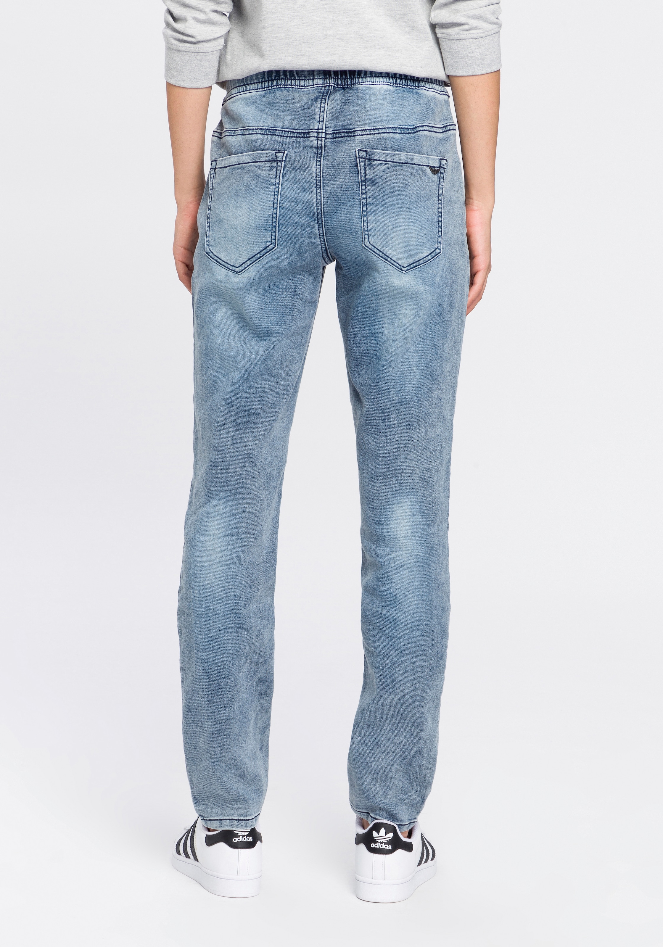 Arizona Stretch-Jeans, weites Bein, hohe Leibhöhe, knöchellang, mit Used-Waschung