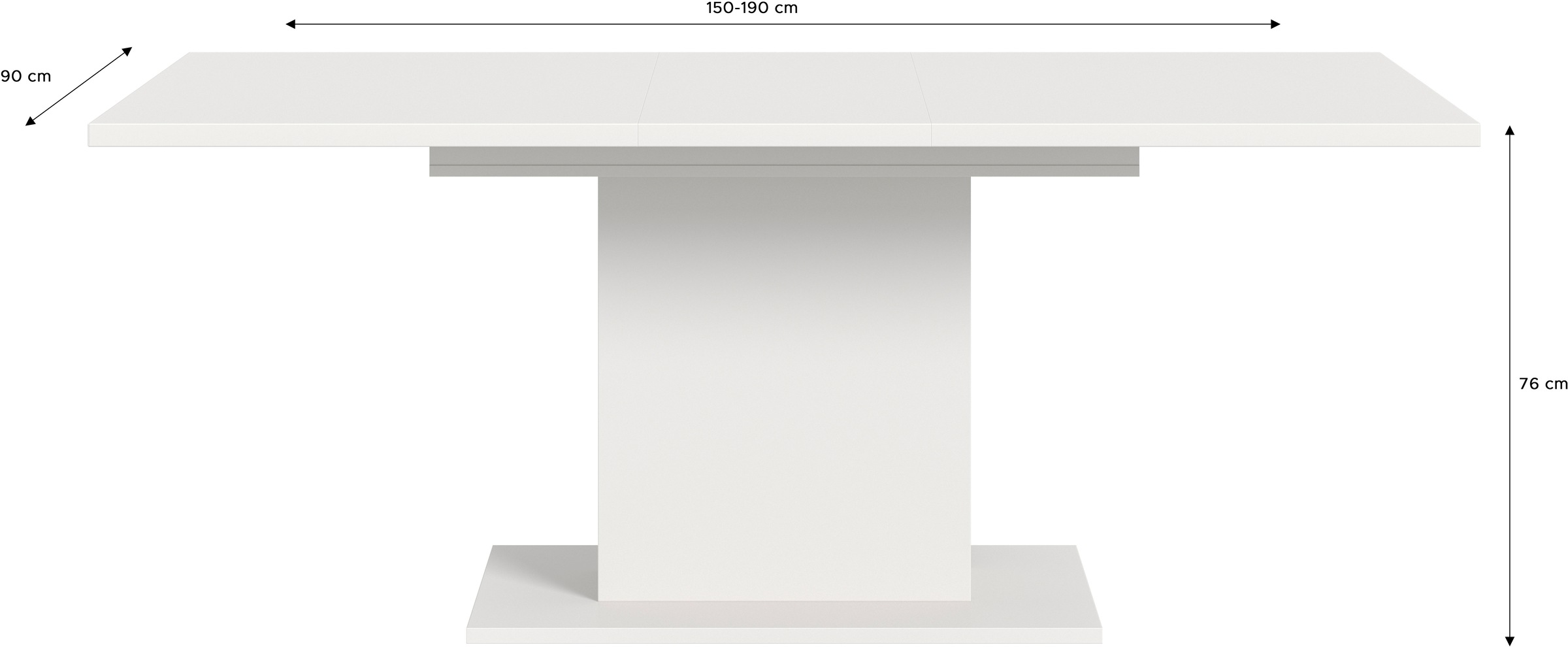 INOSIGN Esstisch »Motus, ausziehbar 150 -190 cm, inklusive 40 cm Einlegeplatte«, (Set, 1 St.), Säulengestell mit Bodenplatte, Tisch, Küchentisch, Esszimmer, Küche