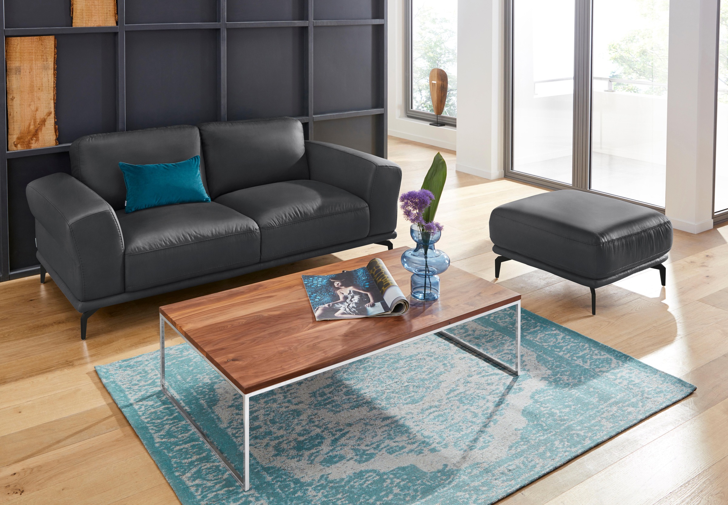 W.SCHILLIG Hocker »montanaa«, mit Metallfüßen in Schwarz pulverbeschichtet, Breite 71 cm