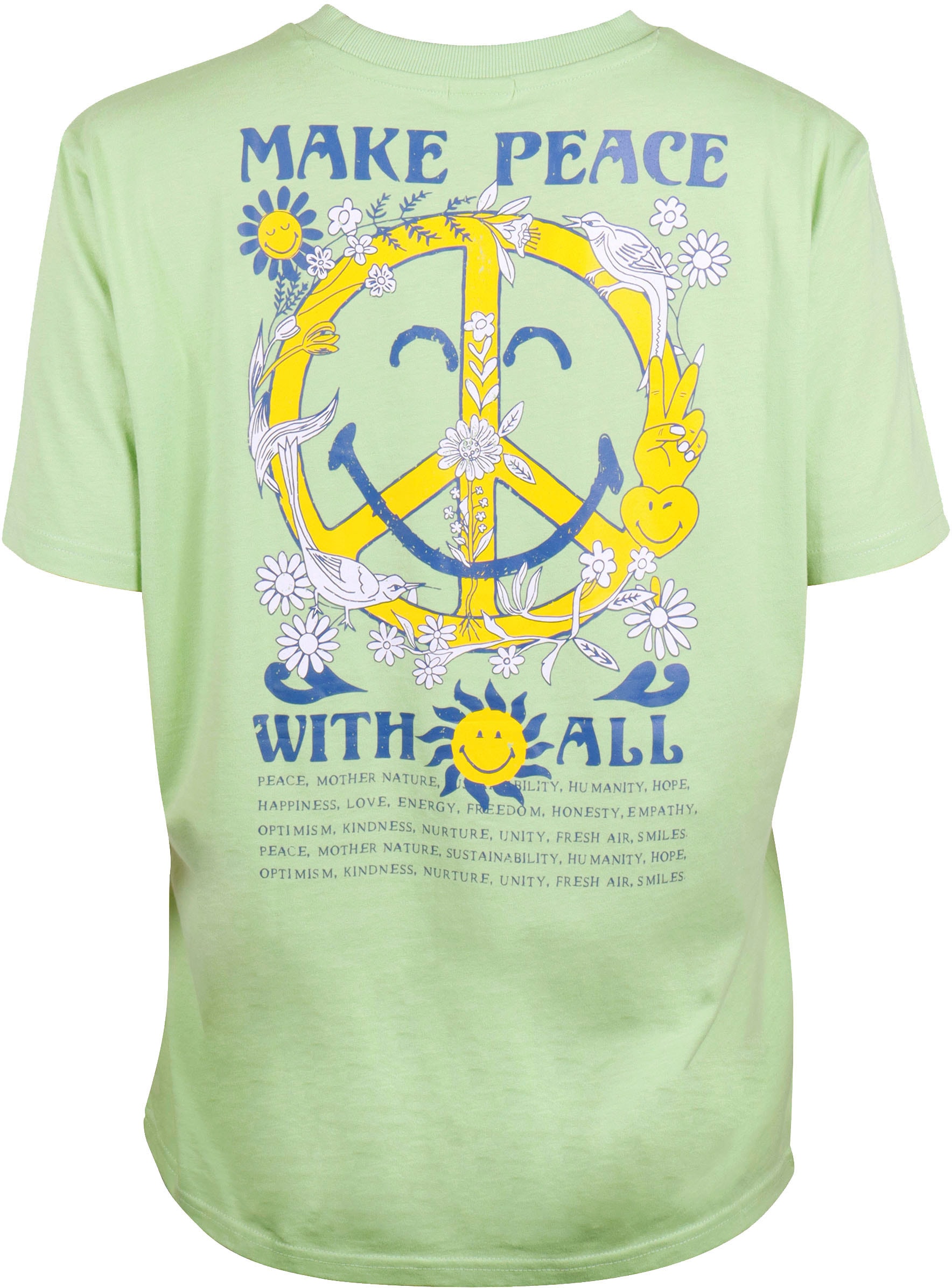 T-Shirt, mit Peace Zeichen Rückendruck - Smiley Word Collection