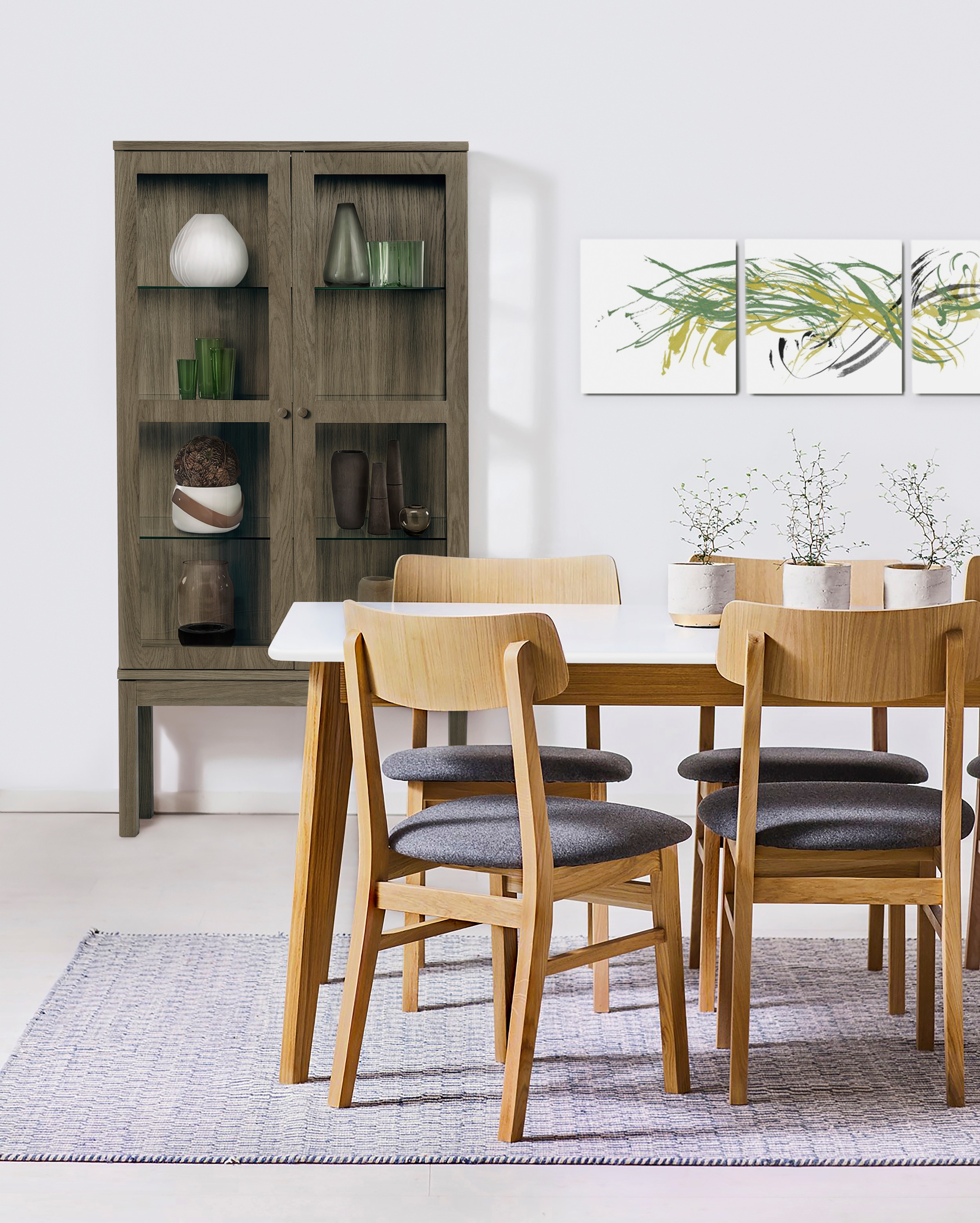 andas Vitrine, Holzfurnier aus Eiche, Griffe und Füße aus massiver Eiche, F günstig online kaufen