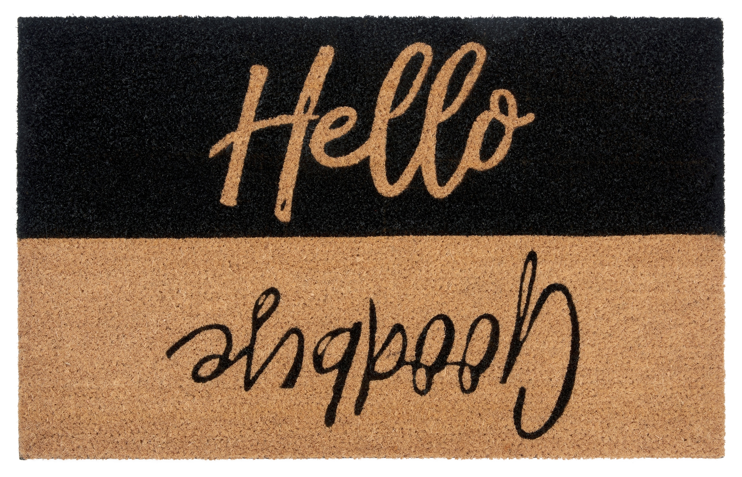 HANSE Home Fußmatte »Kokos Contrast Hello Goodbye, Türmatte«, rechteckig, 15 mm Höhe, Kokos, Schmutzfangmatte, Outdoor, Rutschfest, Innen, Kokosmatte, Flur