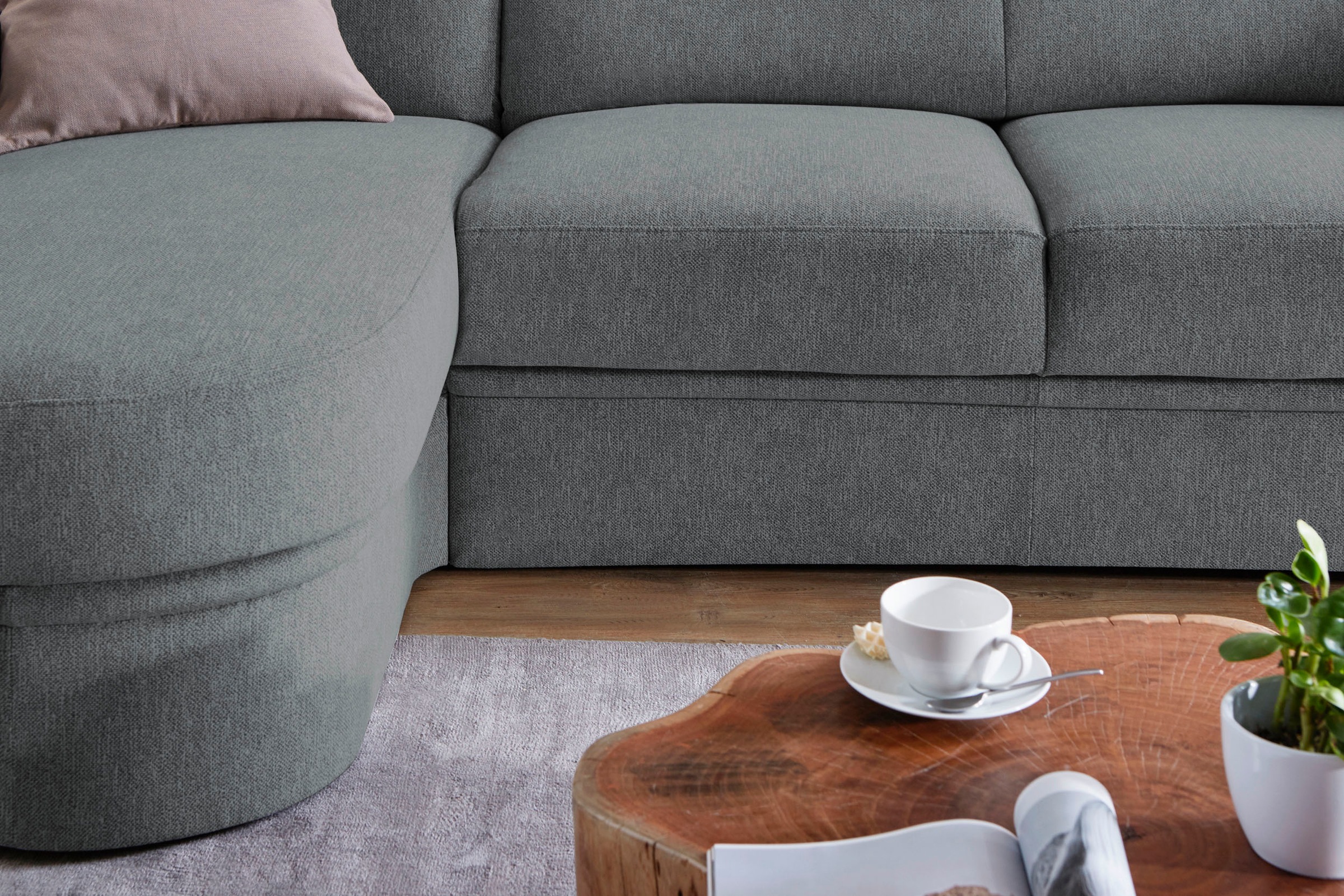 VILLA BECK Ecksofa »Varese L-Form«, (2 St.), Kopfteilverstellung, wahlweise mit Sitzvorzug, in Sitzhöhe 49 cm