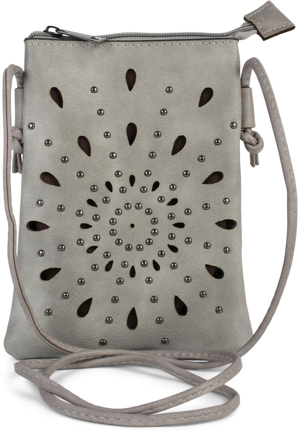 styleBREAKER Mini Bag "Mini Umhängetasche Blumen Cutouts und Nieten"