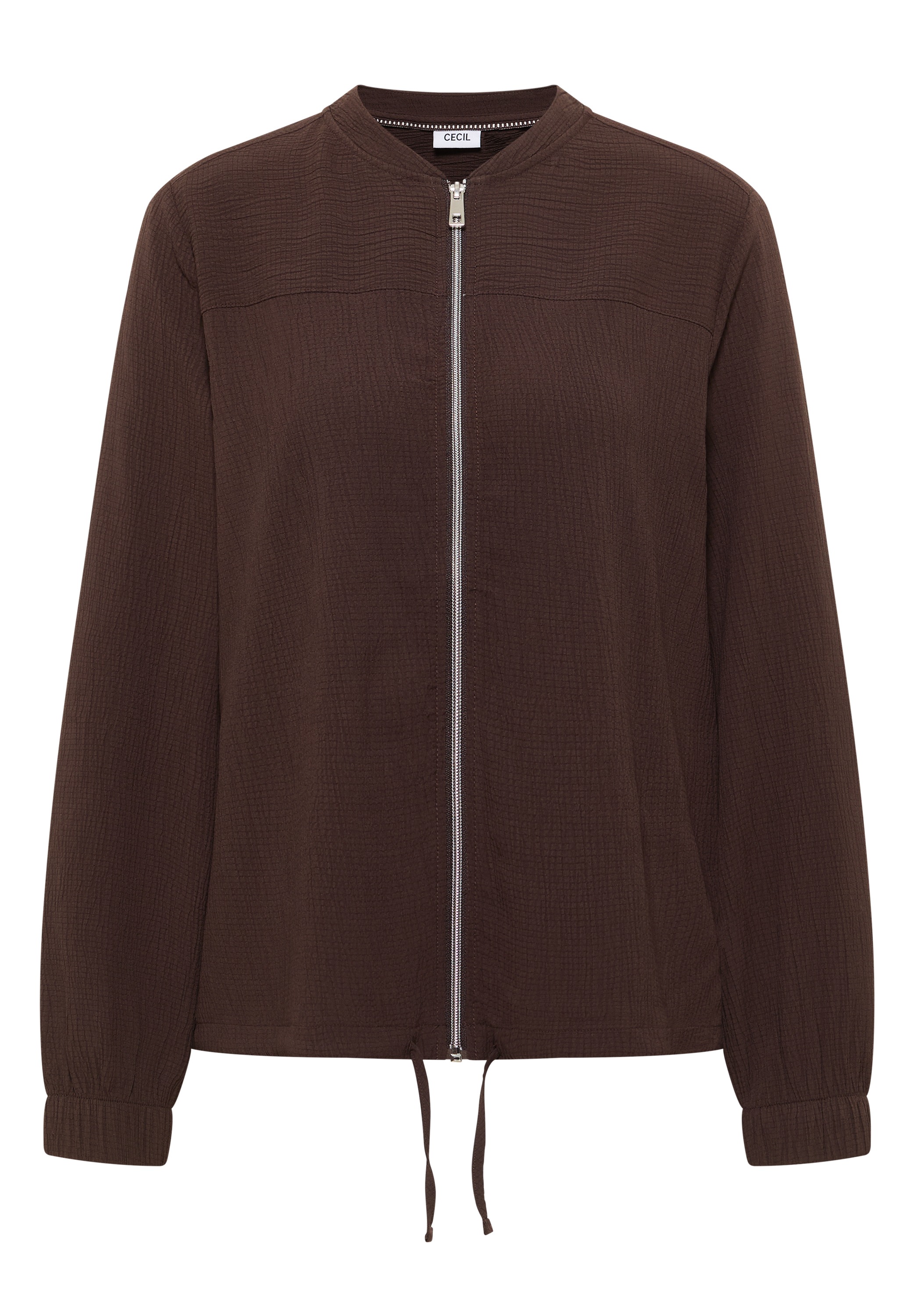 Langarmbluse CECIL, Damen, Gr. M (40), macchiato braun, Web, Obermaterial: 60% Viskose, 39% Polyester, 1% Elasthan, unifarben, lässig geschnitten hüftbedeckend, Rundhals, elastischer Bund, Blusen, Blouson mit Seersucker Struktur 6