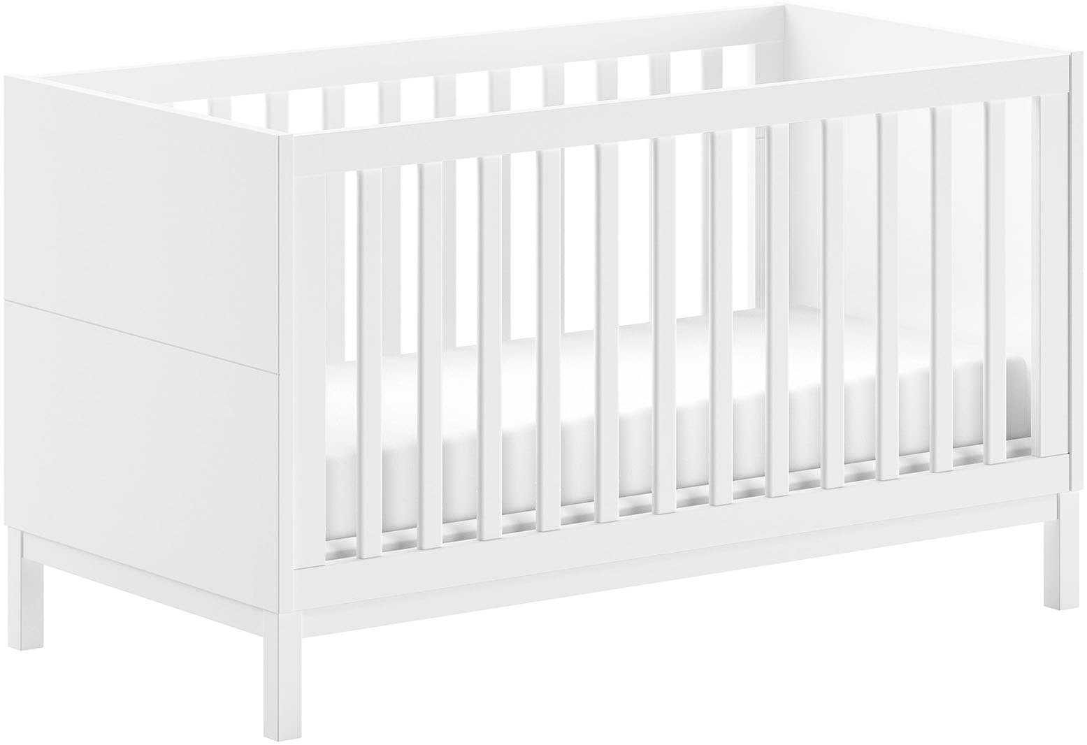 Vipack Babymöbel-Set »Set best. aus Babybett 70/140, Kommode 3 Schubladen, Wickelaufsatz«, (3 tlg.), in gradlinigem Design, pflegeleichte lackierte Oberfläche in Weiß