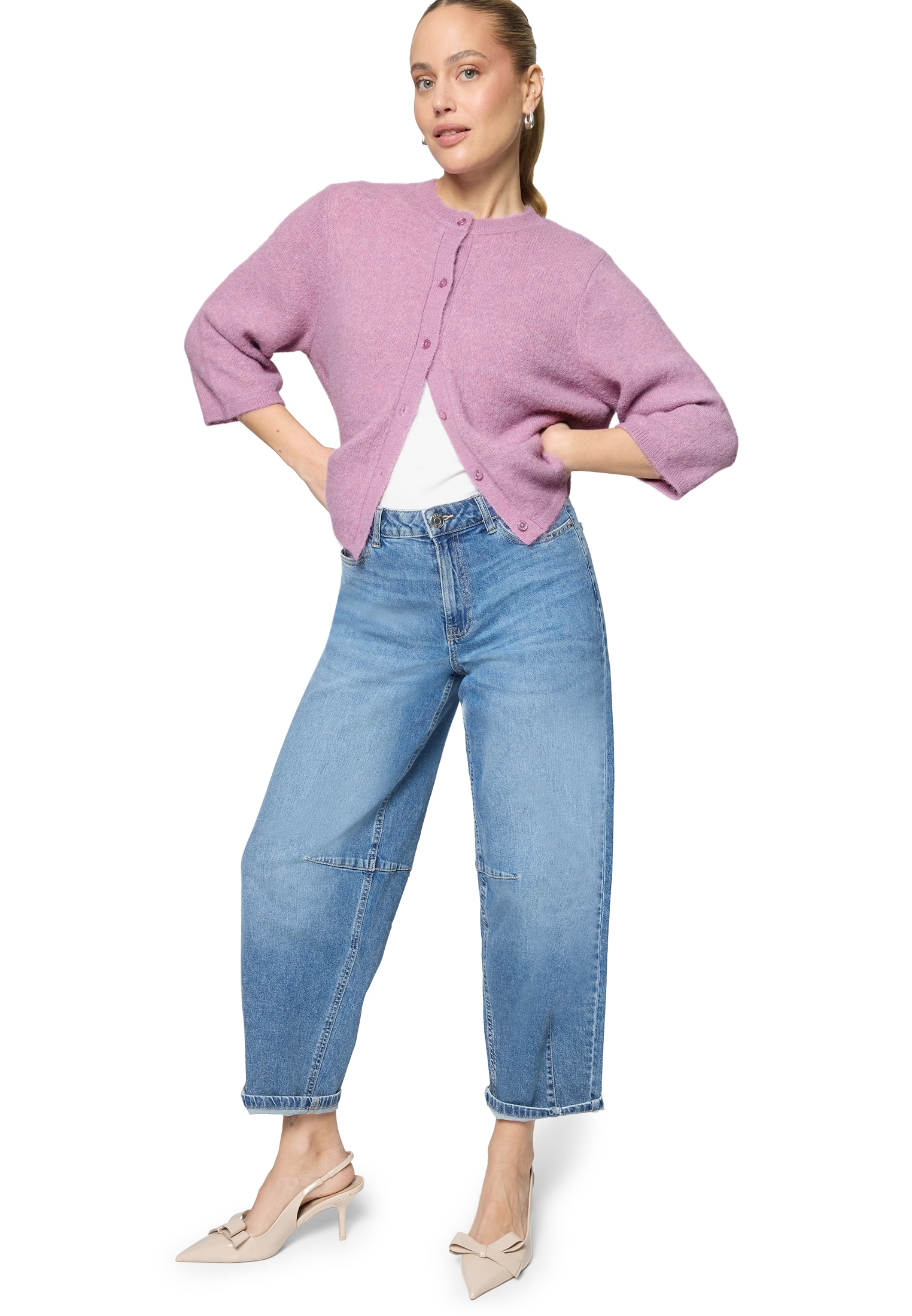 Zero Strickjacke »Damen 3/4 Arm und Knöpfe« 1 Knopfleiste