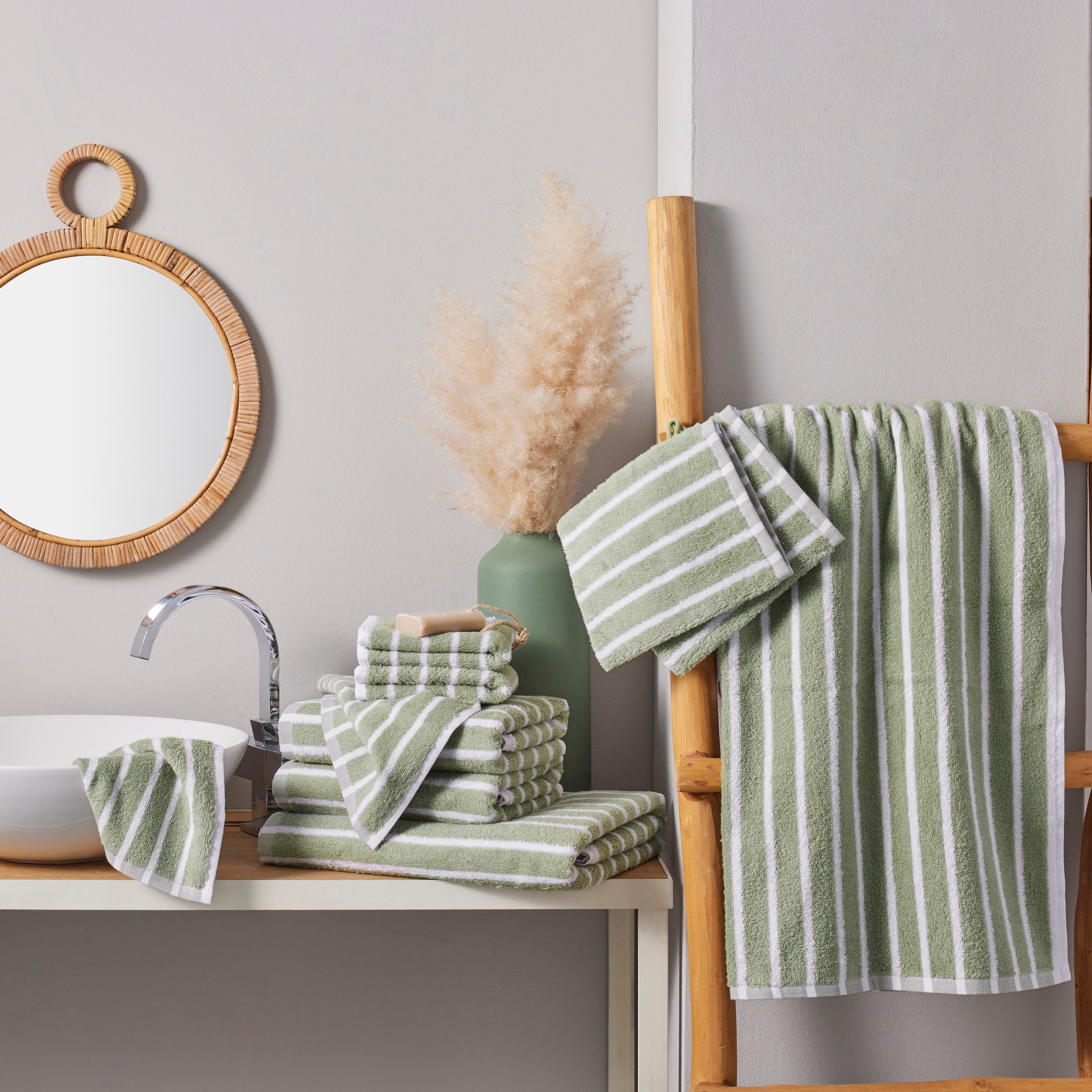 OTTO home Handtuch Set "Jannika, Duschtücher, Handtücher, Gästetücher, Seiftücher, Waschlappen" 10 Frottier Handtücher mit Streifen, 100% Baumwolle, weich, umfangreiches Set
