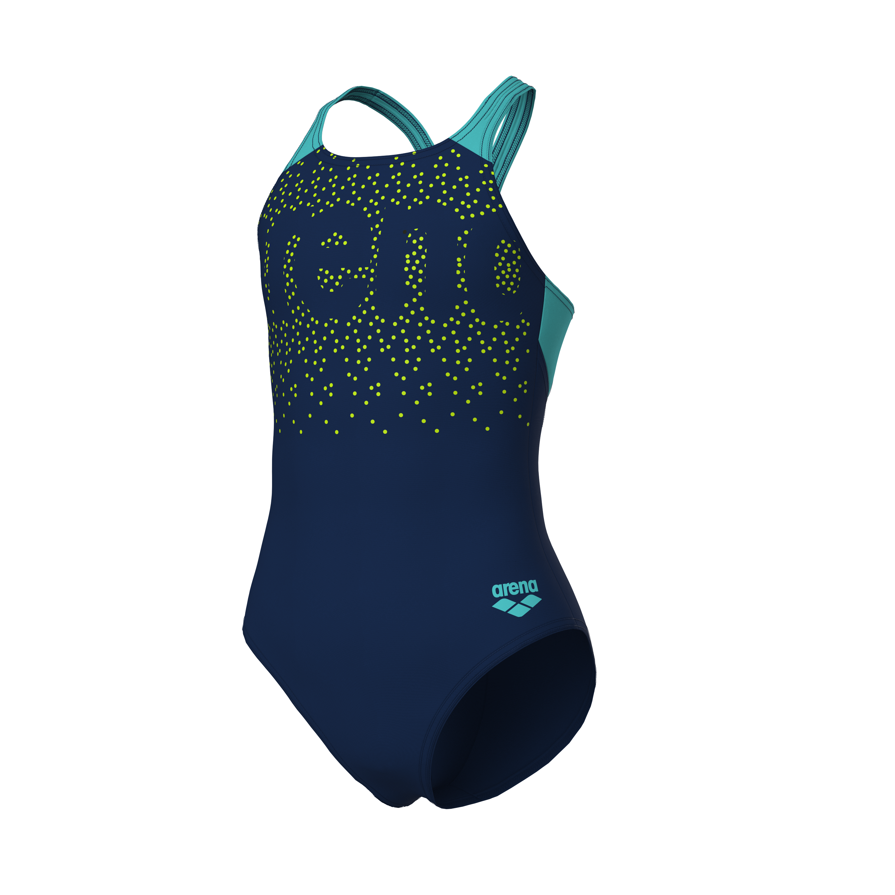 Arena Badeanzug "G ARENA PAINTERLY SWIMSUIT V BACK" mit UV-Schutz UPF50+, aus MaxFit Eco Material, in Stretchmaterial