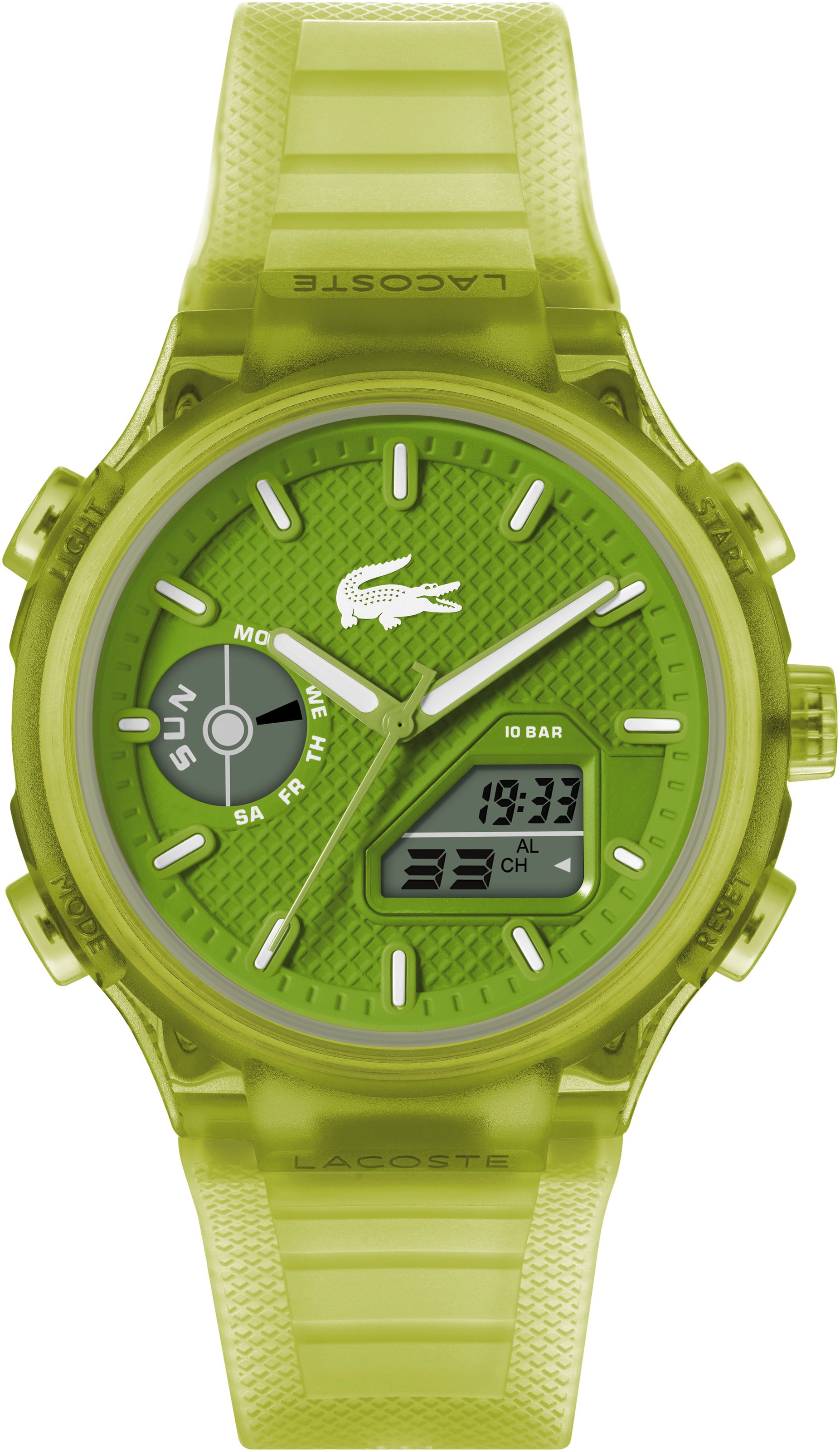 Chronograph LACOSTE "LC33", transparent (hellgrün (transparent)), Armbanduhren, Herren, Chronograph, Armbanduhr, Quarzuhr, Herren, analog, digital, Stoppfunktion 3