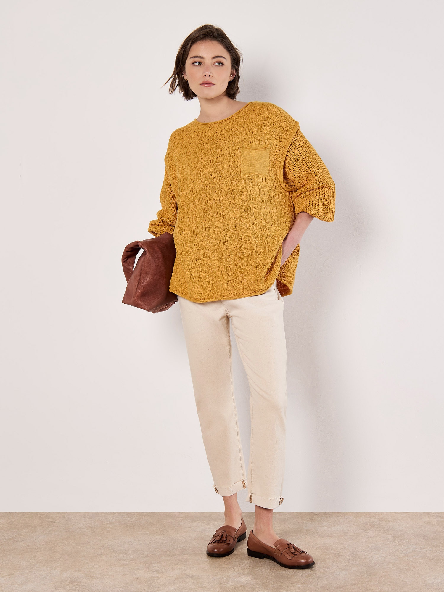 Apricot Strickpullover "Strickmixpullover" mit Brusttasche