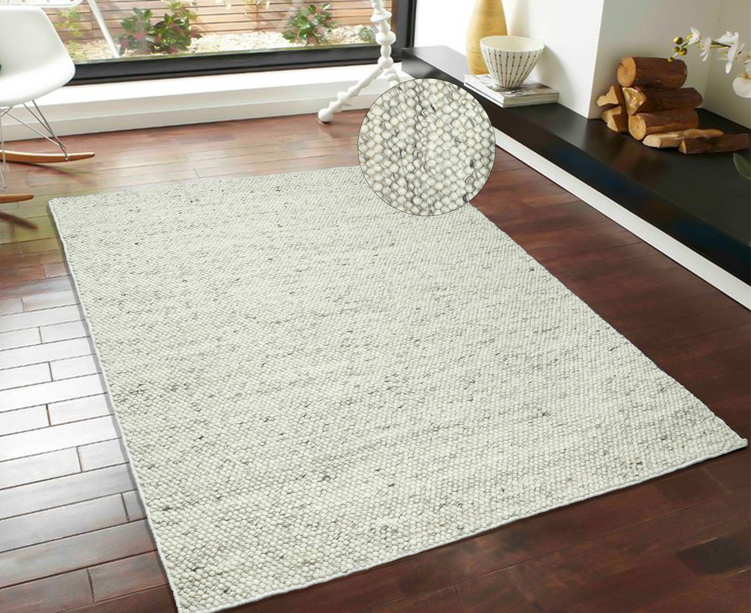 my home Wollteppich "Wolly, Wolle" rechteckig 14 mm Höhe handgewebt, Handwe günstig online kaufen