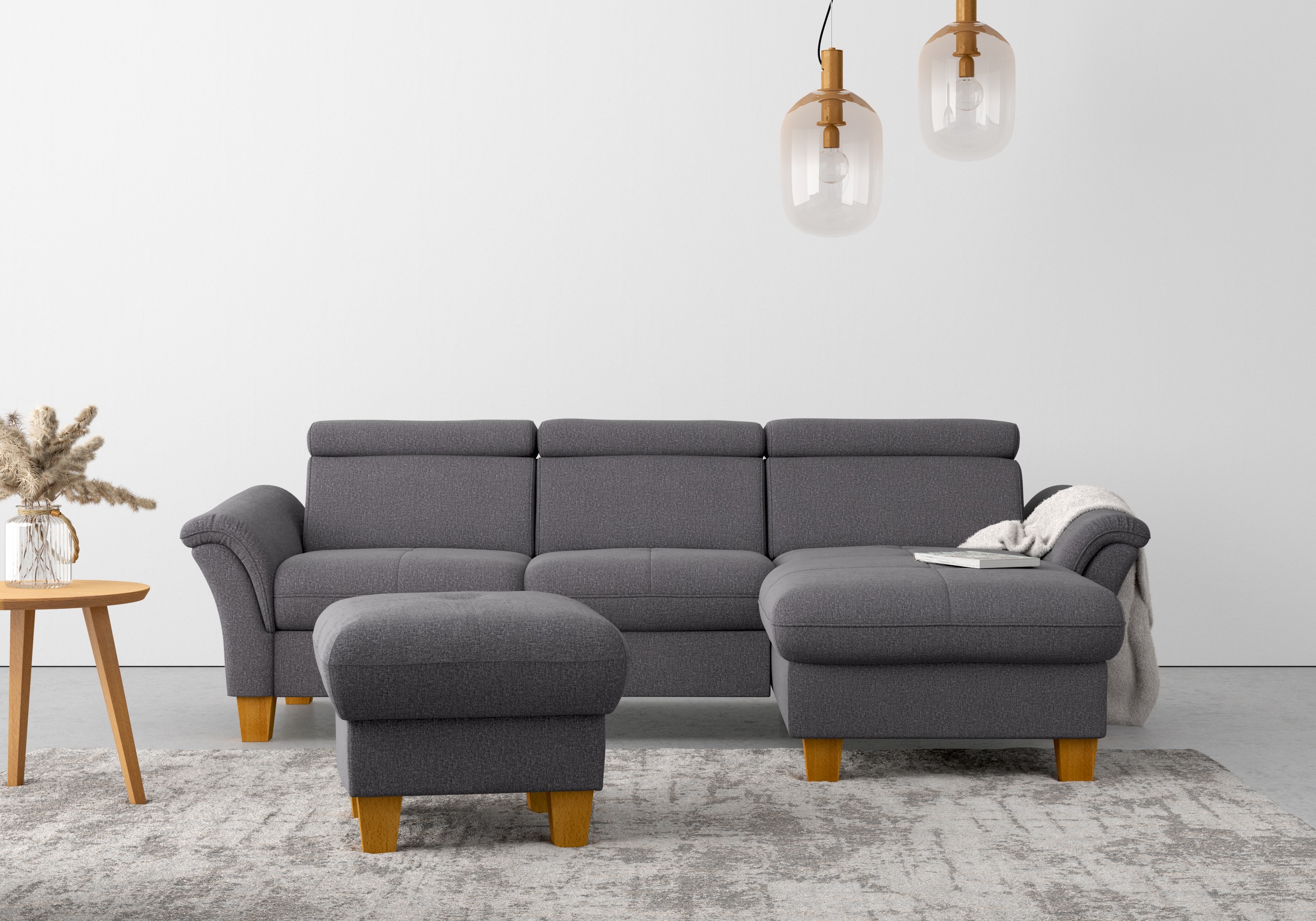 OTTO home Ecksofa "Lindgren L-Form" wahlweise mit Bett mit klappbaren Rollen, Kasten und Kopfverstellung
