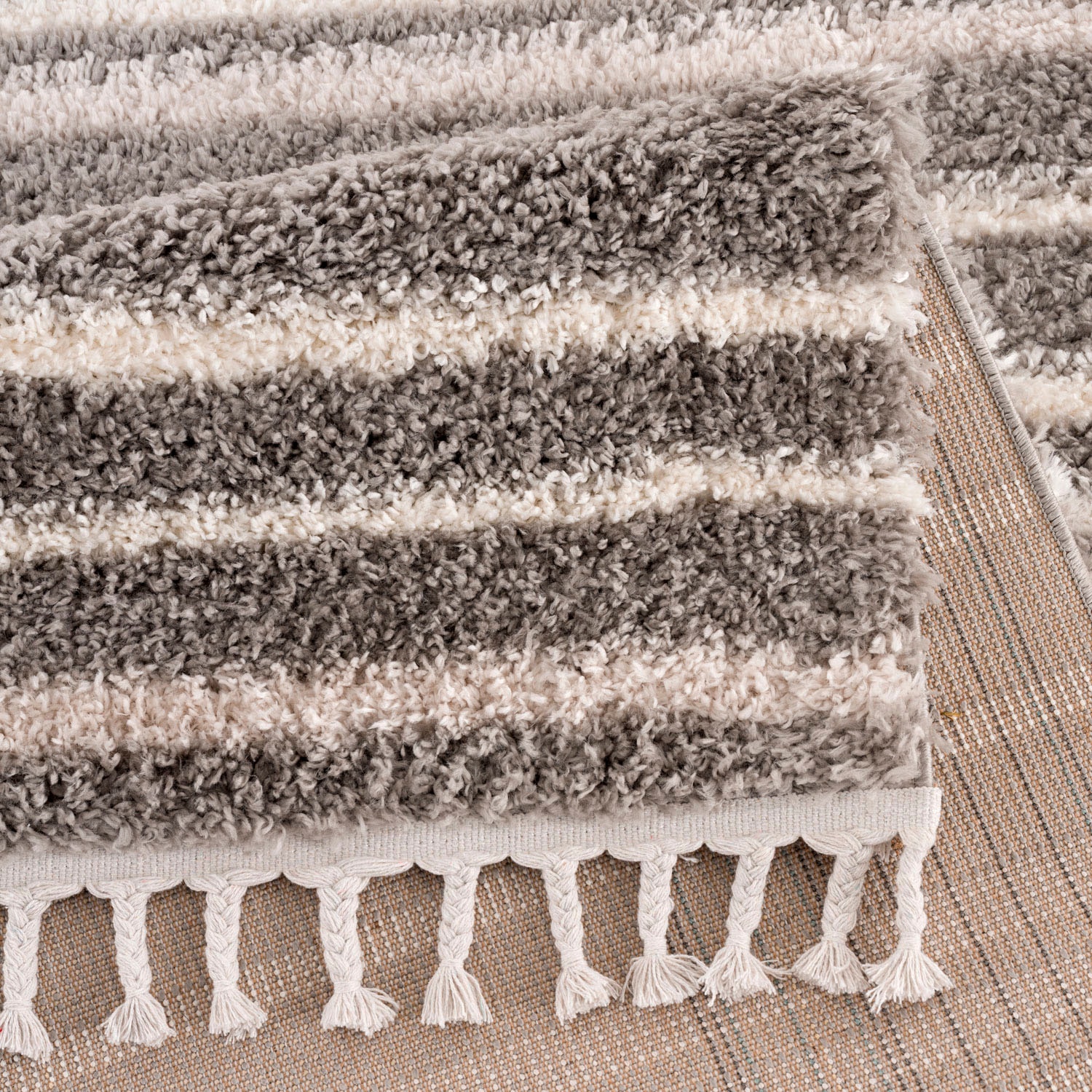Carpet City Hochflor-Teppich »Pulpy 520«, rechteckig, 30 mm Höhe, besonders weich, mit Fransen, Streifen Look