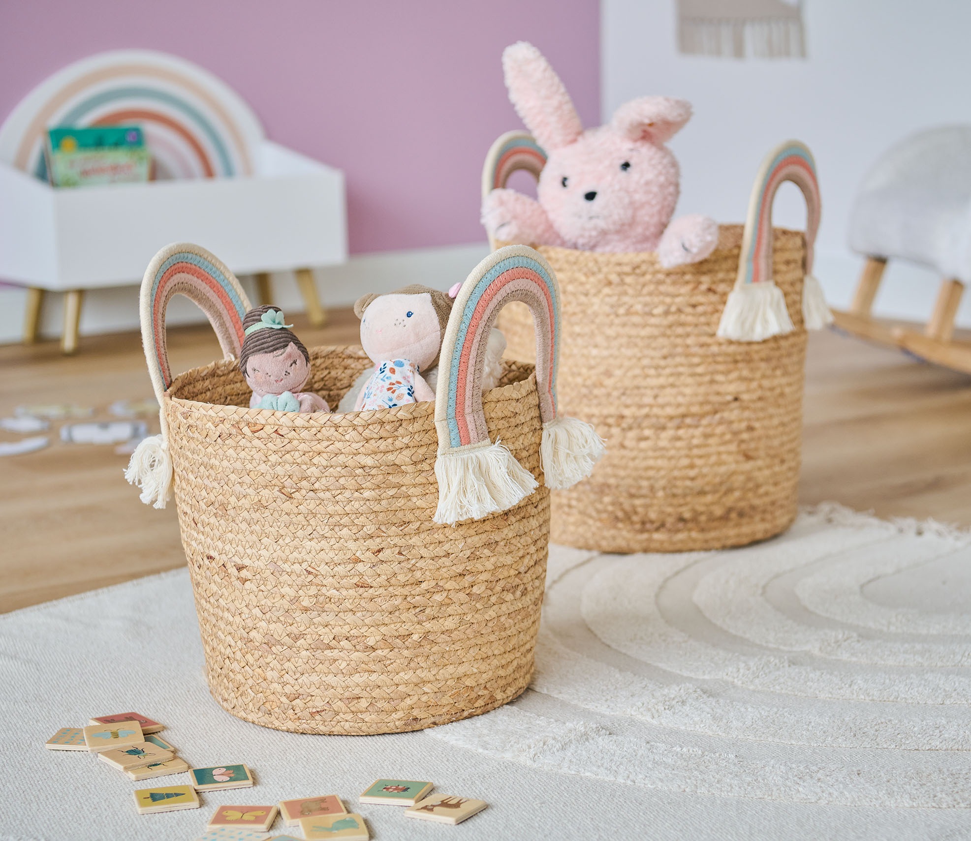 Zeller Present Wäschekorb "Rainbow" Aufbewahrungskorb/Seegras / Baumwolle günstig online kaufen